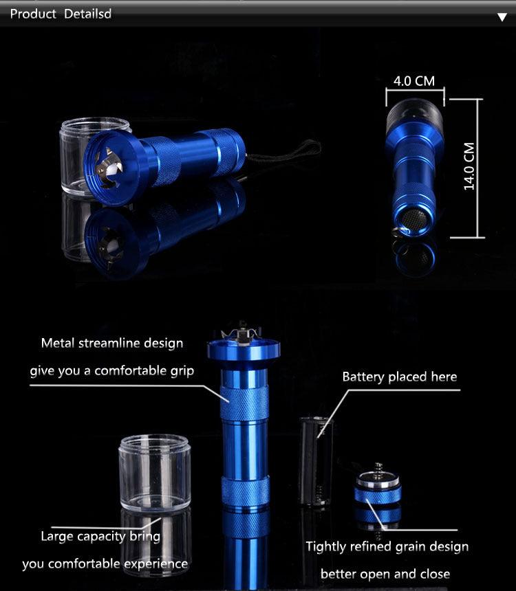 Premium Electric Torch Flashlight Grinder - Durable Aluminum Alloy Herb & Tobacco Crusher - Perfect for Camping, Hiking & Outdoor Adventures