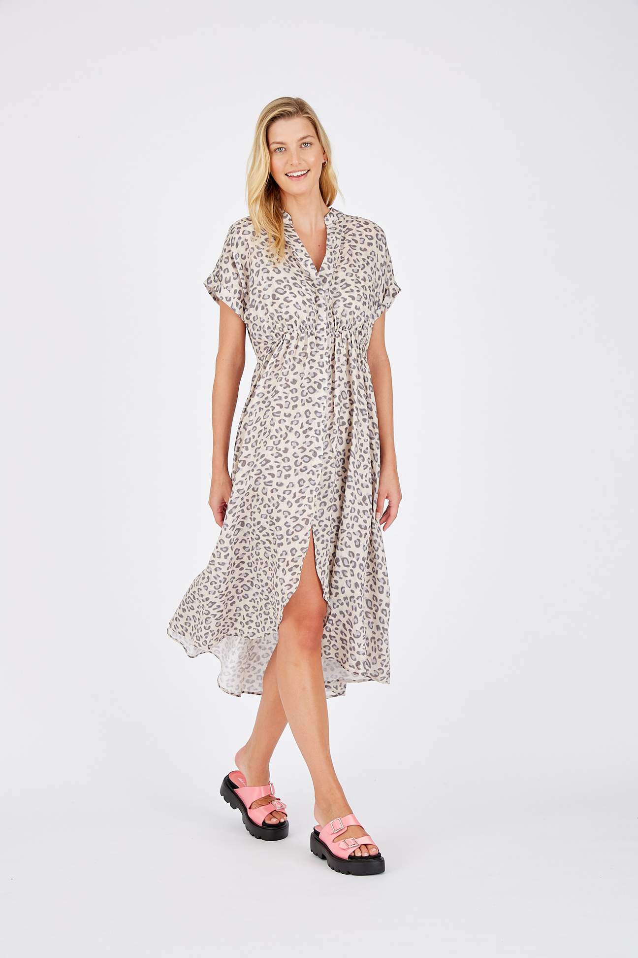 Candice Animal Print Dress - Women's Floral Leopard Midi Dress for Casual Wear, Party & Date Night