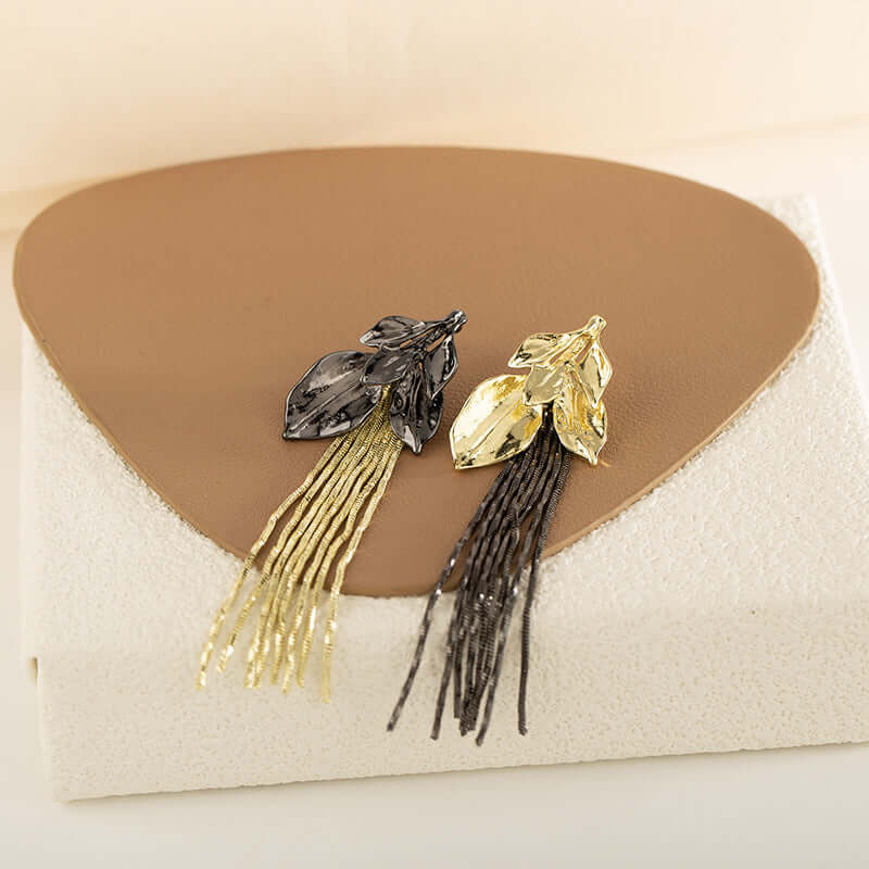 Mismatch Metallic Spiral Leaf Tassel Waterfall Earrings for Women | Boho Chic Dangle Earrings A1565 | Perfect for Parties, Weddings & Everyday Fashion Accessories