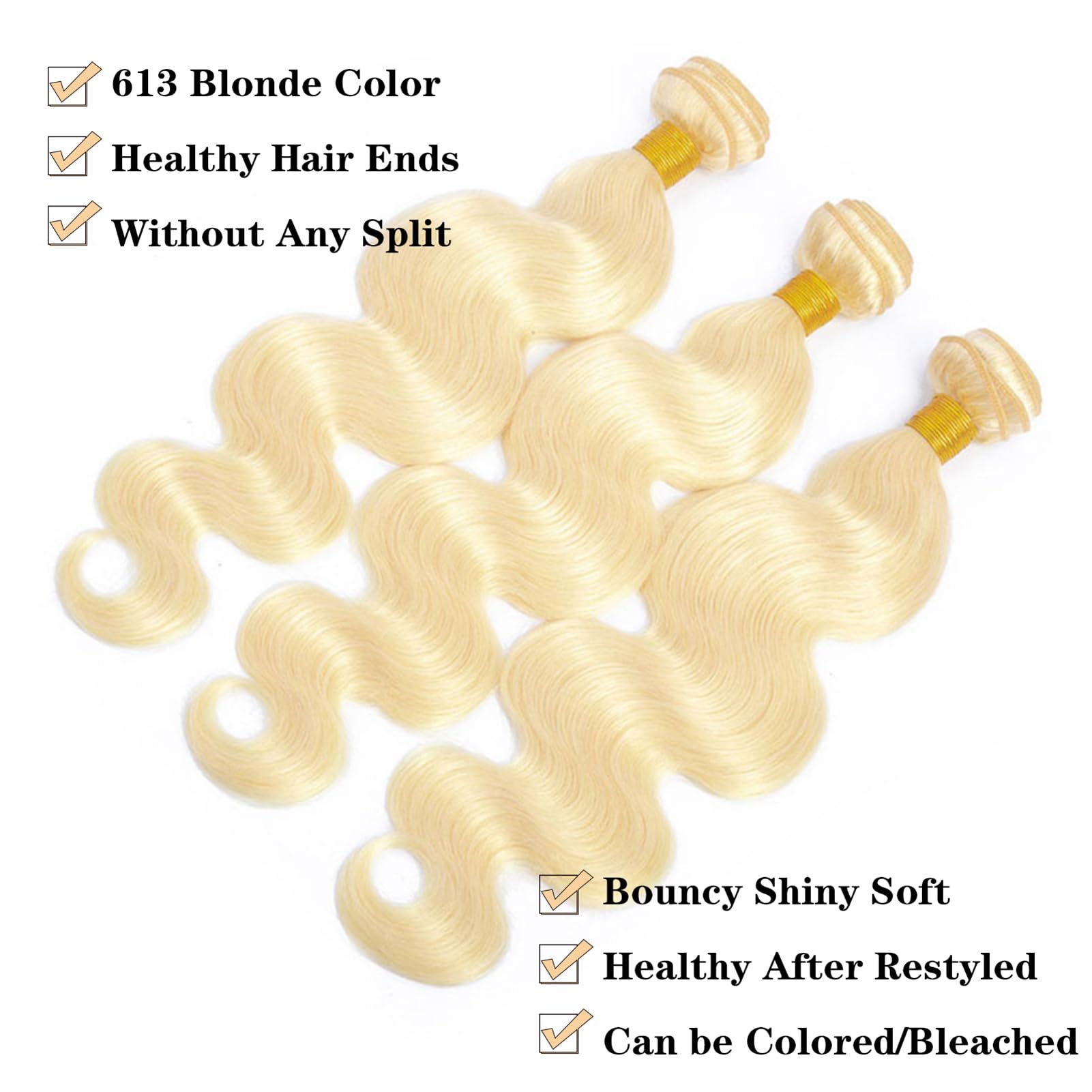 Premium 613 Blonde Body Wave Human Hair Bundles 22