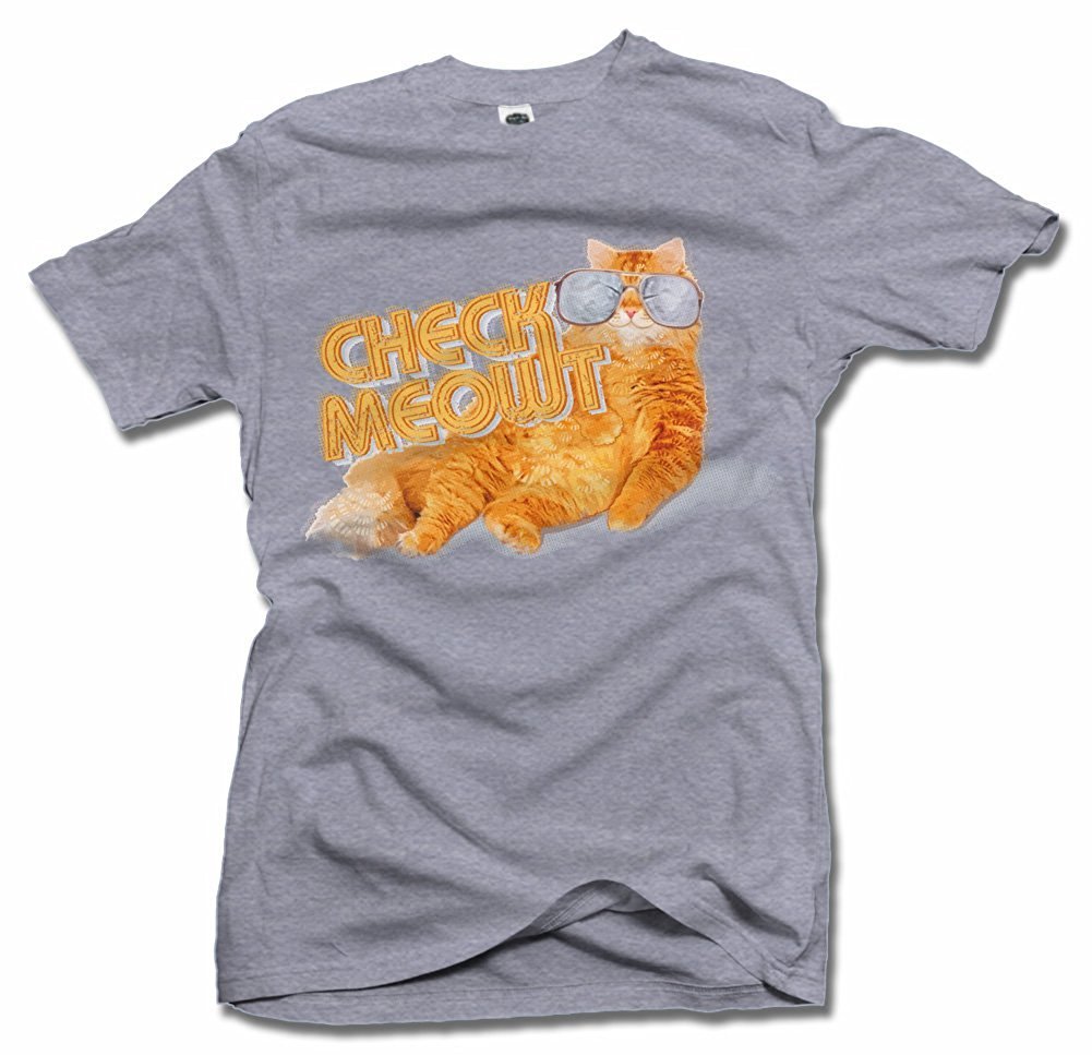 AM T-Shirts Check Meowt White Men's Tee (6.1oz) - Soft Cotton Casual Shirt for Men - Perfect for Streetwear, Daily Outfits & Cat Lovers