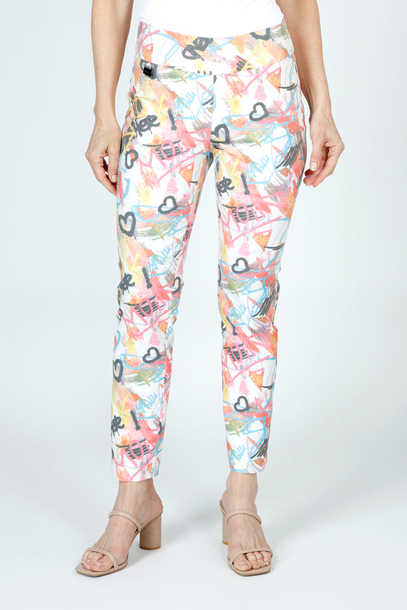Lisette L Montreal Love Graffiti Ankle Pants for Women - Trendy High Waisted Skinny Jeans - Perfect for Casual Outings & Street Style Fashion