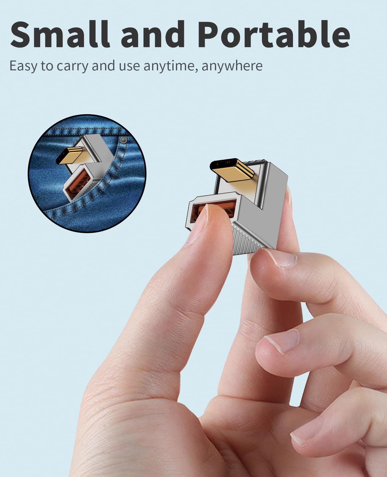 Duttek 180° USB C to USB 3.0 Adapter 10Gbps 120W - 2 Pack for MacBook Pro & Laptop Charging