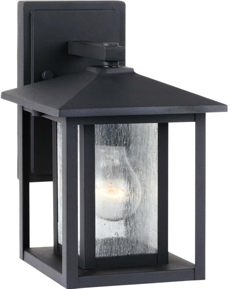 Generation Lighting 88025-12 Hunnington One-Light Outdoor Wall Lantern - Black Exterior Light Fixture for Porch, Patio, Garden & Entryway Lighting