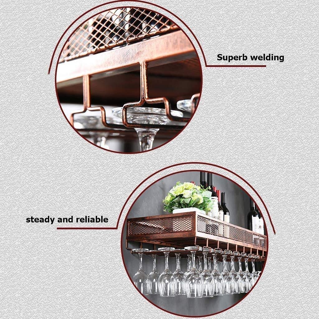 Vintage Wall Wine Rack - Black 80x35cm for Bar & Glass Storage