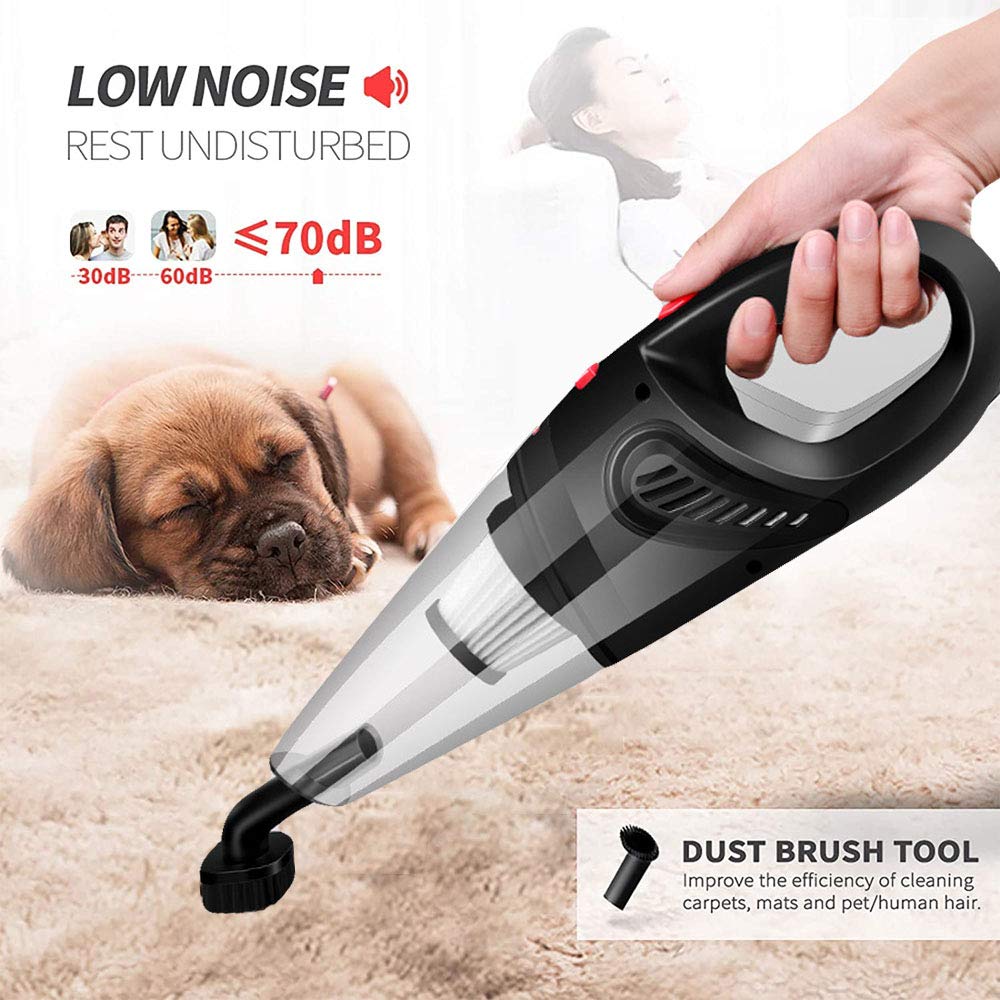 Cordless Handheld Car Vacuum Cleaner - Portable, Noise-Free & Powerful Suction with Quick Charge Technology | Ideal for Home, Car Interior & Pet Hair Cleaning | High Power Black Mini Vacuum