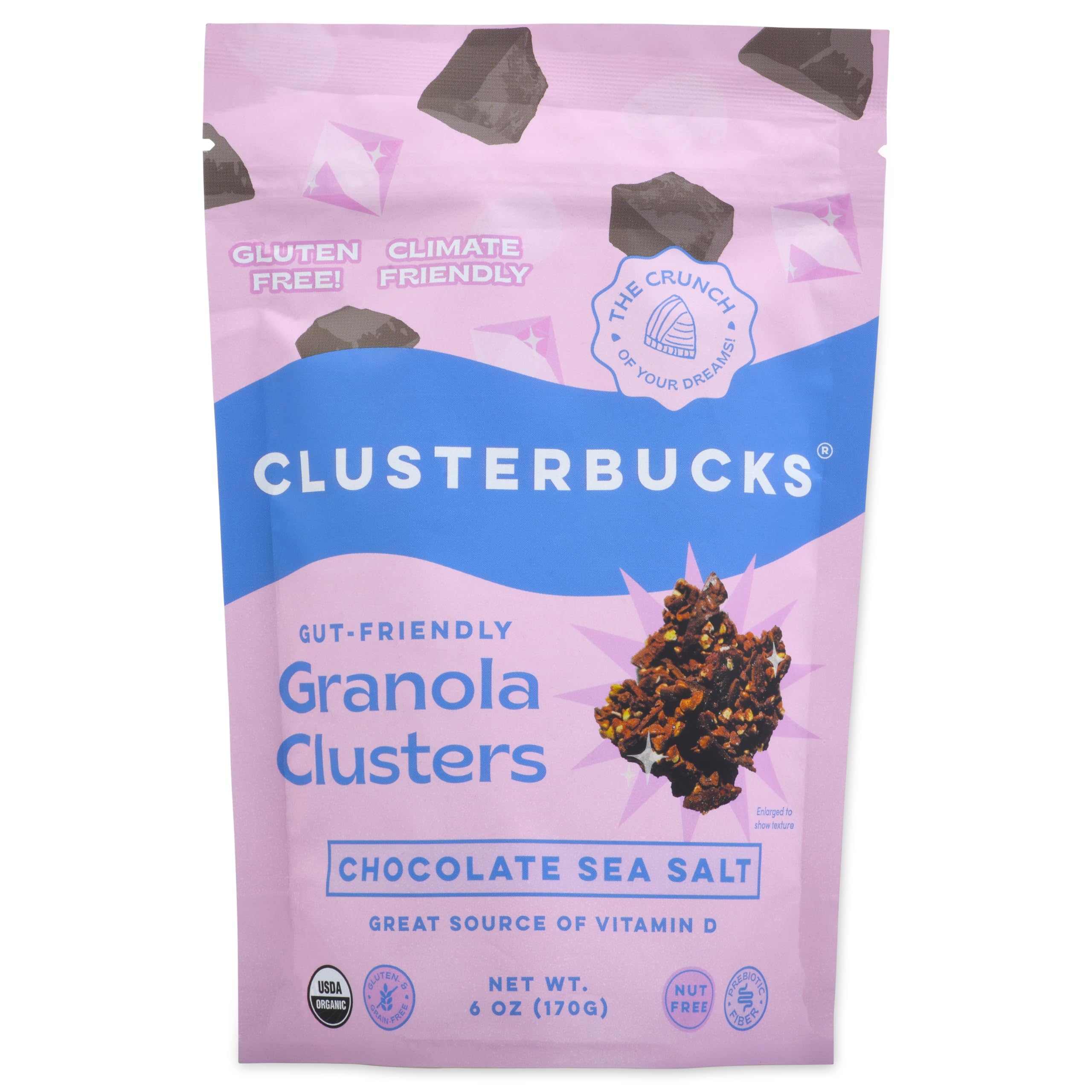 Lil Bucks Clusterbucks Gut Friendly Clusters - Organic Sprouted Buckwheat Snacks, Gluten Free, Non-GMO, Vegan (Chocolate Sea Salt, 3 Pack) - Perfect for Healthy On-the-Go Snacking, Office Treats & Kids Lunchboxes