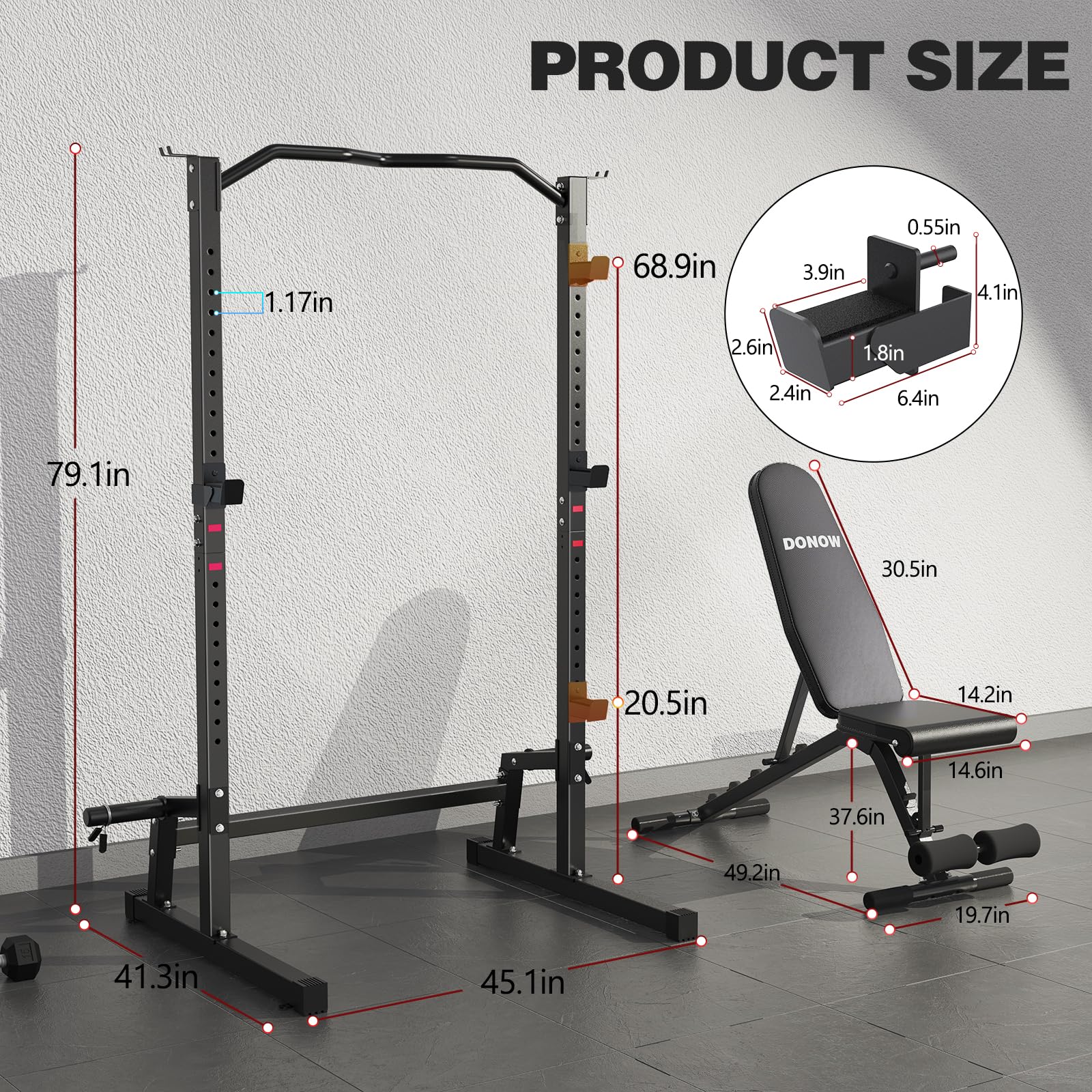 Adjustable Olympic Weight Bench with Squat Rack - Heavy Duty Workout Bench for Strength Training, Bench Press & Home Gym - Perfect for Home Workouts, Weightlifting & Full-Body Exercises