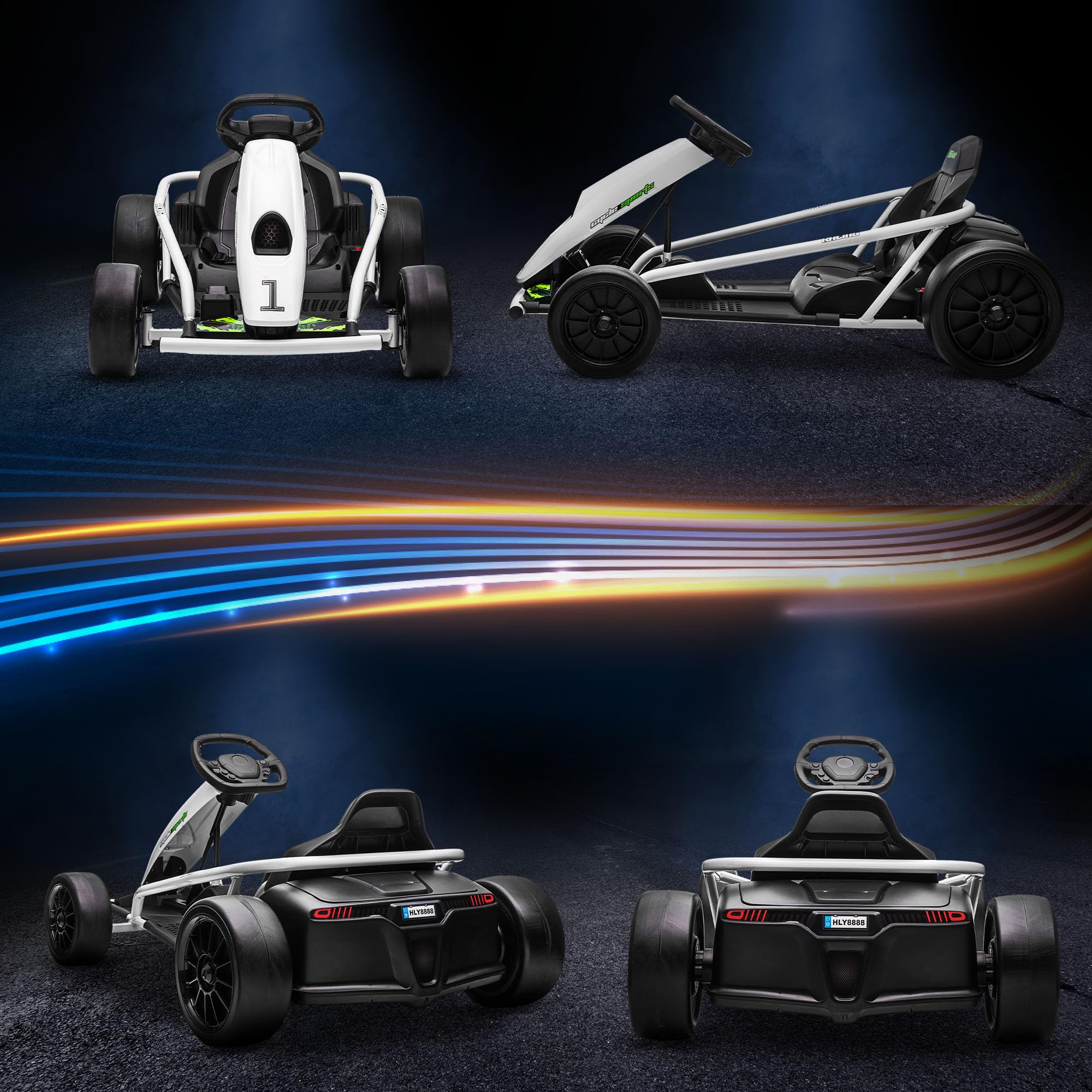 Aosom 24V 8.1 MPH Electric Go Kart for Kids - Battery Powered Drifting Ride-On Toy with Slow Start, Music, Horn & Safety Belt - Outdoor Play Vehicle for Ages 8-12 (White) - Perfect for Backyard Racing, Birthday Gifts & Family Fun