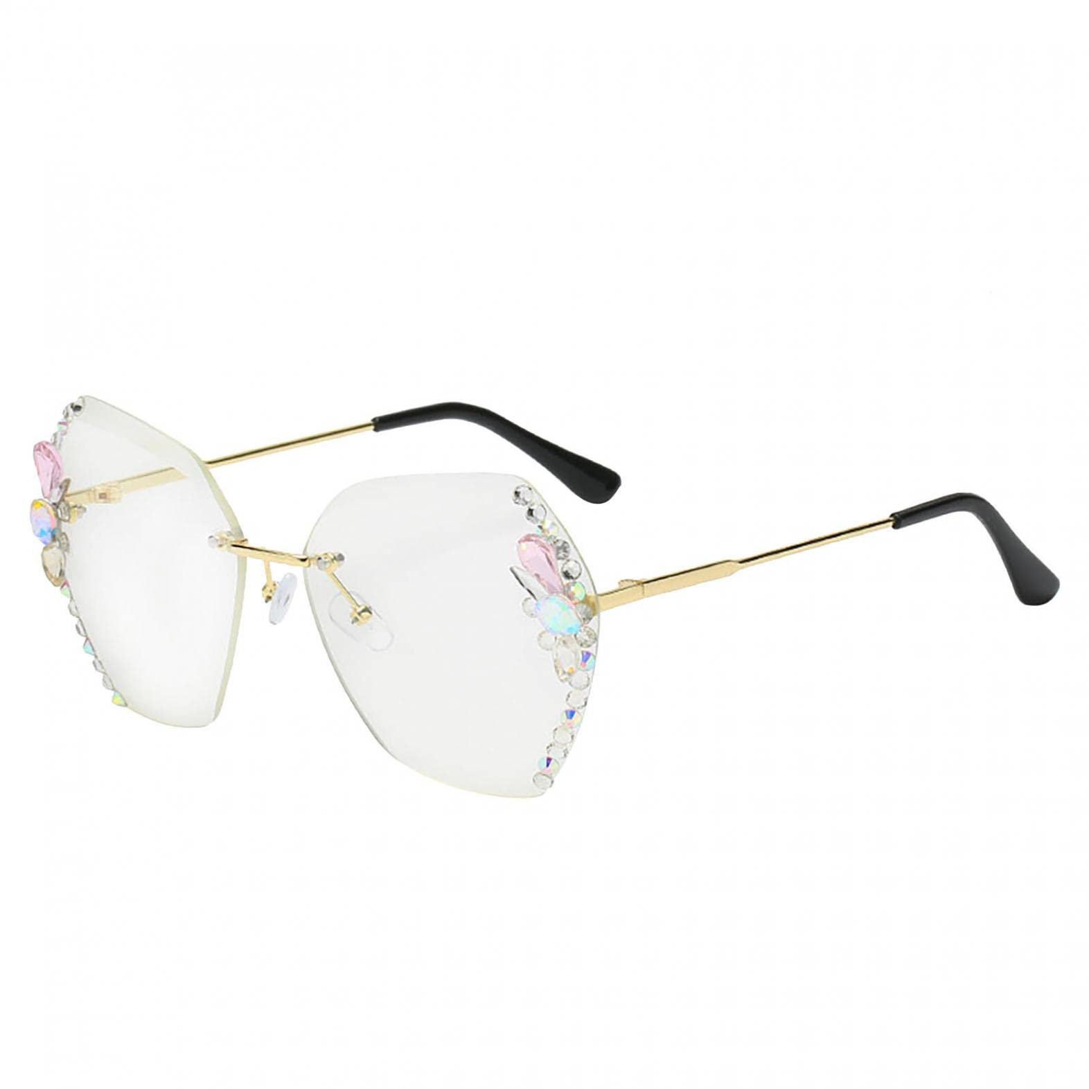 2022 Women's Fashion Rimless Diamond Sunglasses - UV Protection Square Sunglasses for Beach & Summer Outdoor Activities