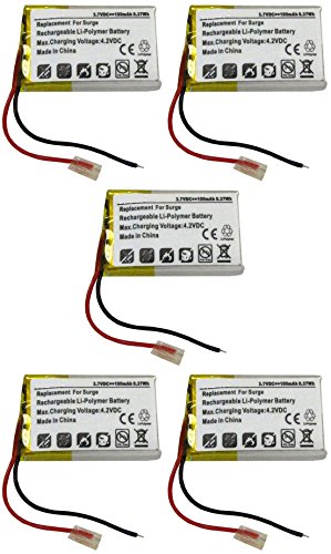 Synergy Digital Smartwatch Batteries for FitBit Surge - 3.7V 100mAh Li-Polymer High Capacity Replacement Battery (5-Pack) | Perfect for Fitness Tracking, Workouts & Daily Wear