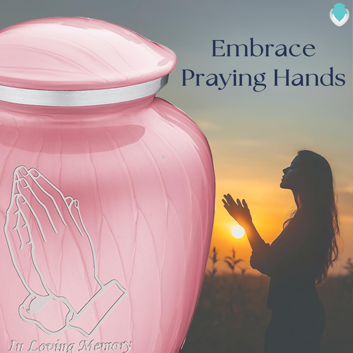Personalized Praying Hands Cremation Urn for Adults - Large Pearl Light Pink Funeral Urn for Ashes (Holds 200 lbs) | Memorial Keepsake for Loved Ones | Perfect for Home Display, Funeral Services & Memorial Ceremonies