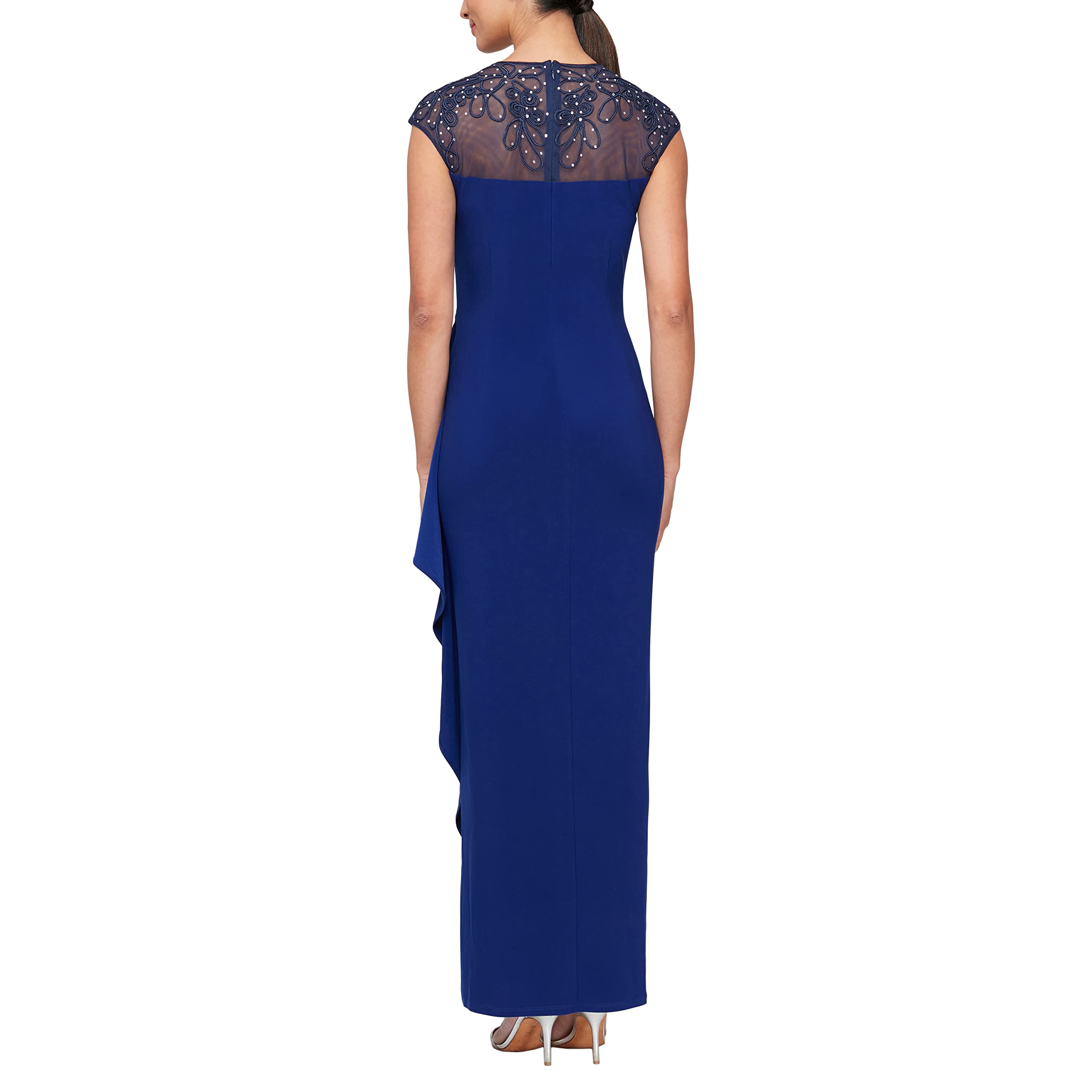 Alex Evenings Women's Long Formal Dress with Knot Front Detail - Elegant Evening Gown for Prom, Wedding Guest & Special Occasions