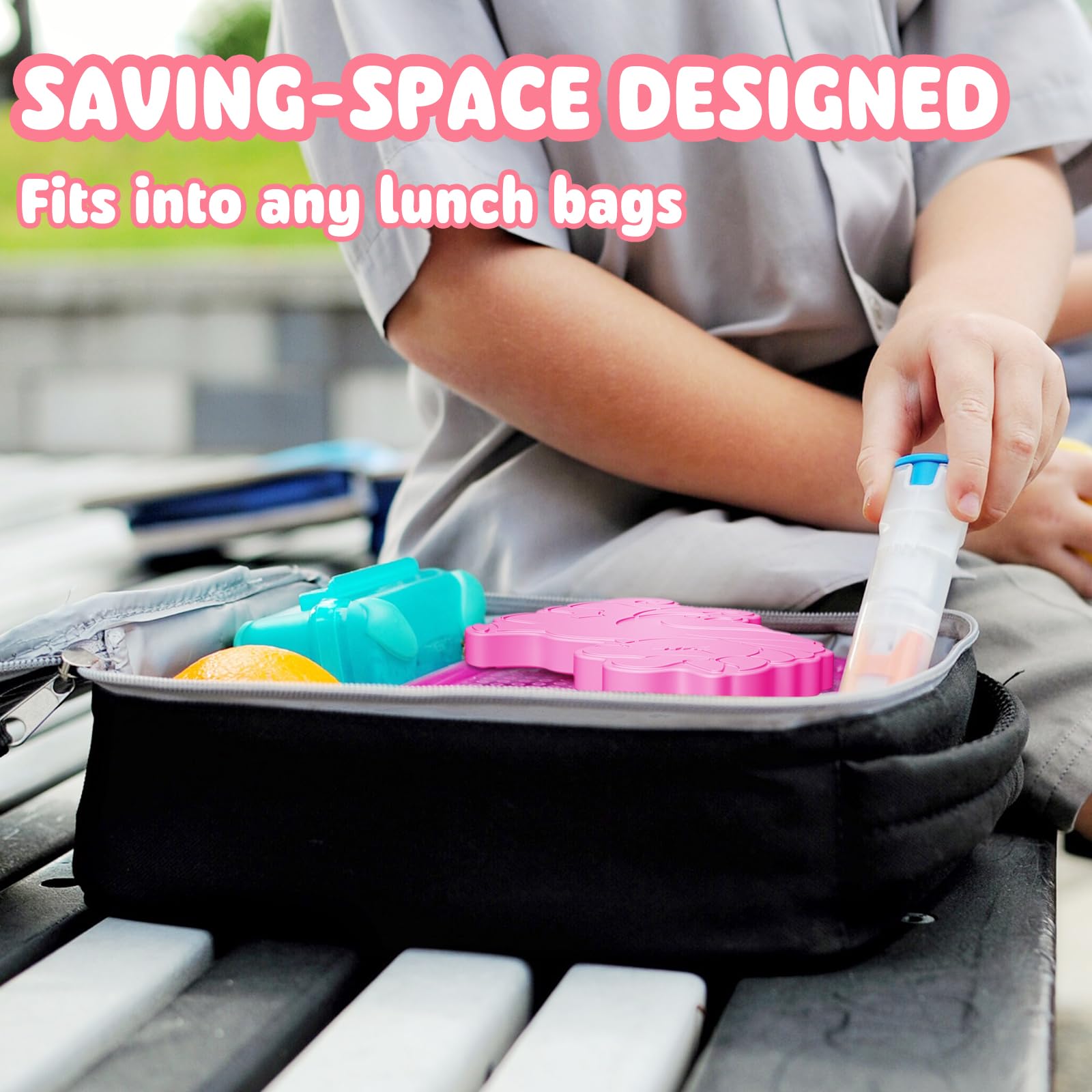 HiYZ Unicorn Ice Packs for Lunch Boxes - Reusable Kids Ice Packs - Quick Freeze, Space Saving, Long-Lasting Cooler for Lunch Box, Thin Ice Packs Ideal for Travel, Picnics, and School - Perfect for Kids' Lunches, Camping Trips & Outdoor Adventures