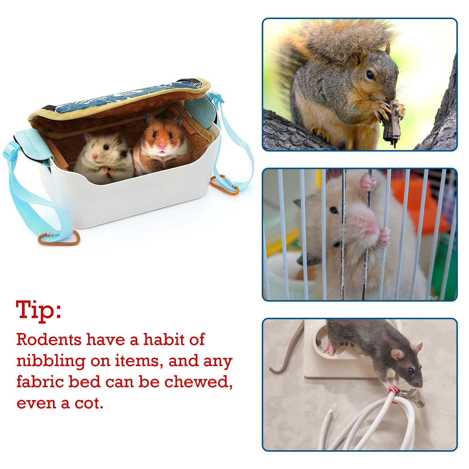 Cozy Rat Bed & Guinea Pig Hammock - Warm Small Pet Bed for Mice, Ferrets & Gliders - Large Cage Accessories & Hideout House for Play & Sleep
