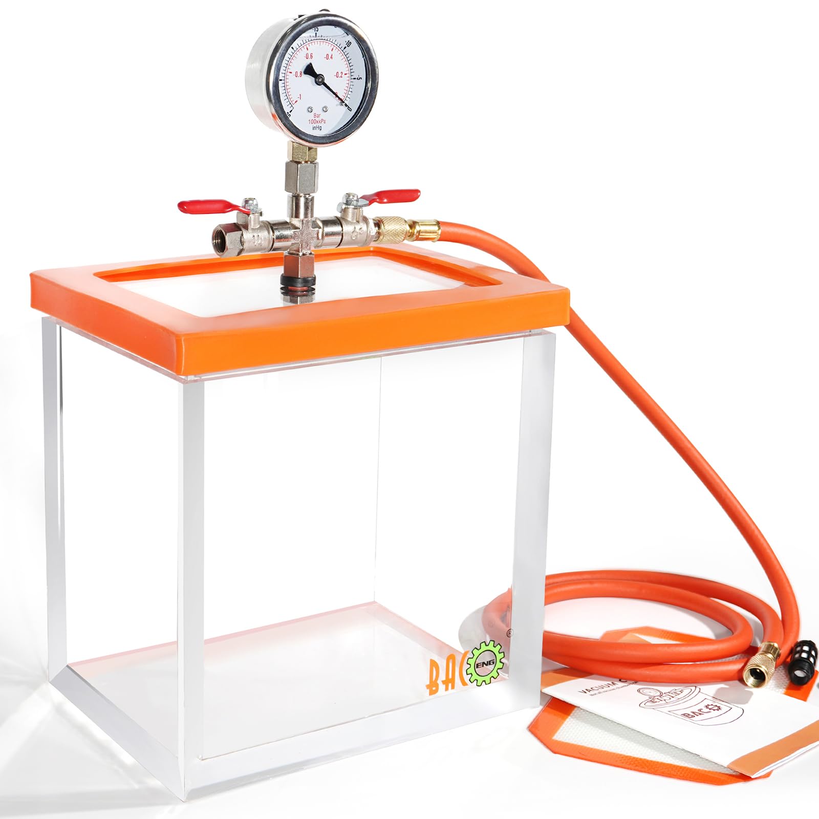 BACOENG 2 Gallon Vacuum Chamber Kit - Acrylic Degassing Chamber for Resin, Silicone & Epoxy - Perfect for DIY Crafts, Jewelry Making, and Mold Casting Projects