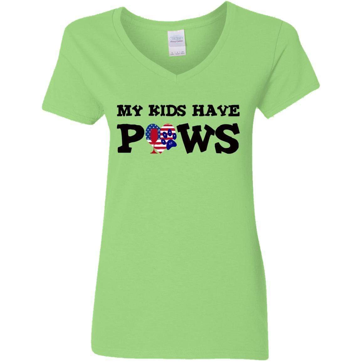 My Kids Have Paws Women's 5.3 oz V-Neck T-Shirt - Comfortable Pet Lover Tee for Casual Wear & Dog Mom Outfits