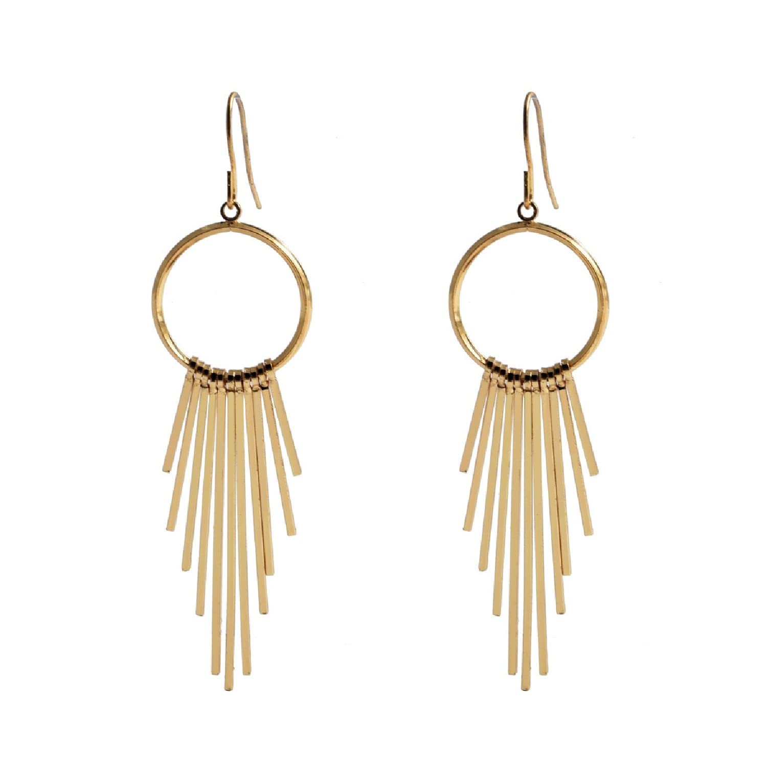 ALLISON ROSE ATELIER Women's Dangle Hoop Earrings - Delicate Wire Hoops with Long Tassel Bars - Lightweight Boho Dangle Earrings for Fashion Lovers | Perfect for Parties, Weddings & Everyday Boho Chic Style