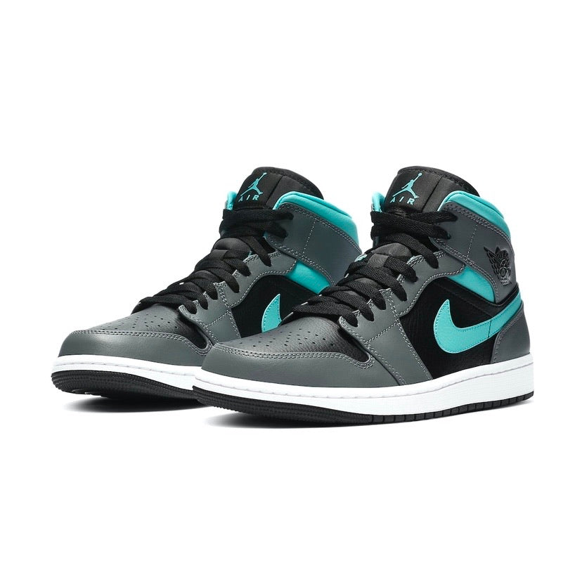 Air Jordan 1 Mid Grey Aqua Sneakers for Girls (GS) - Comfortable Basketball Shoes for School, Sports & Casual Wear
