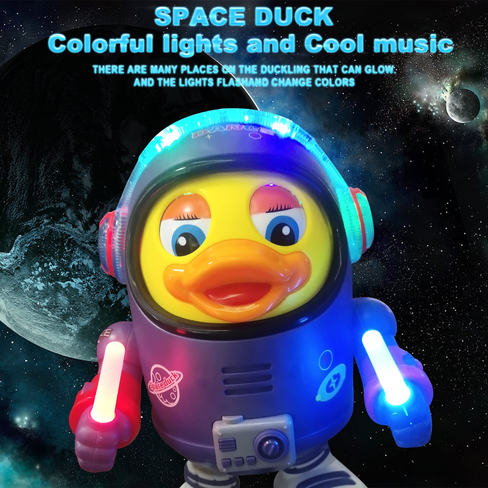 Berry President Electric Space Duck - Interactive Light & Sound Toy with Walking & Dancing Moves for Toddlers | Fun Learning & Playtime Gift for Kids