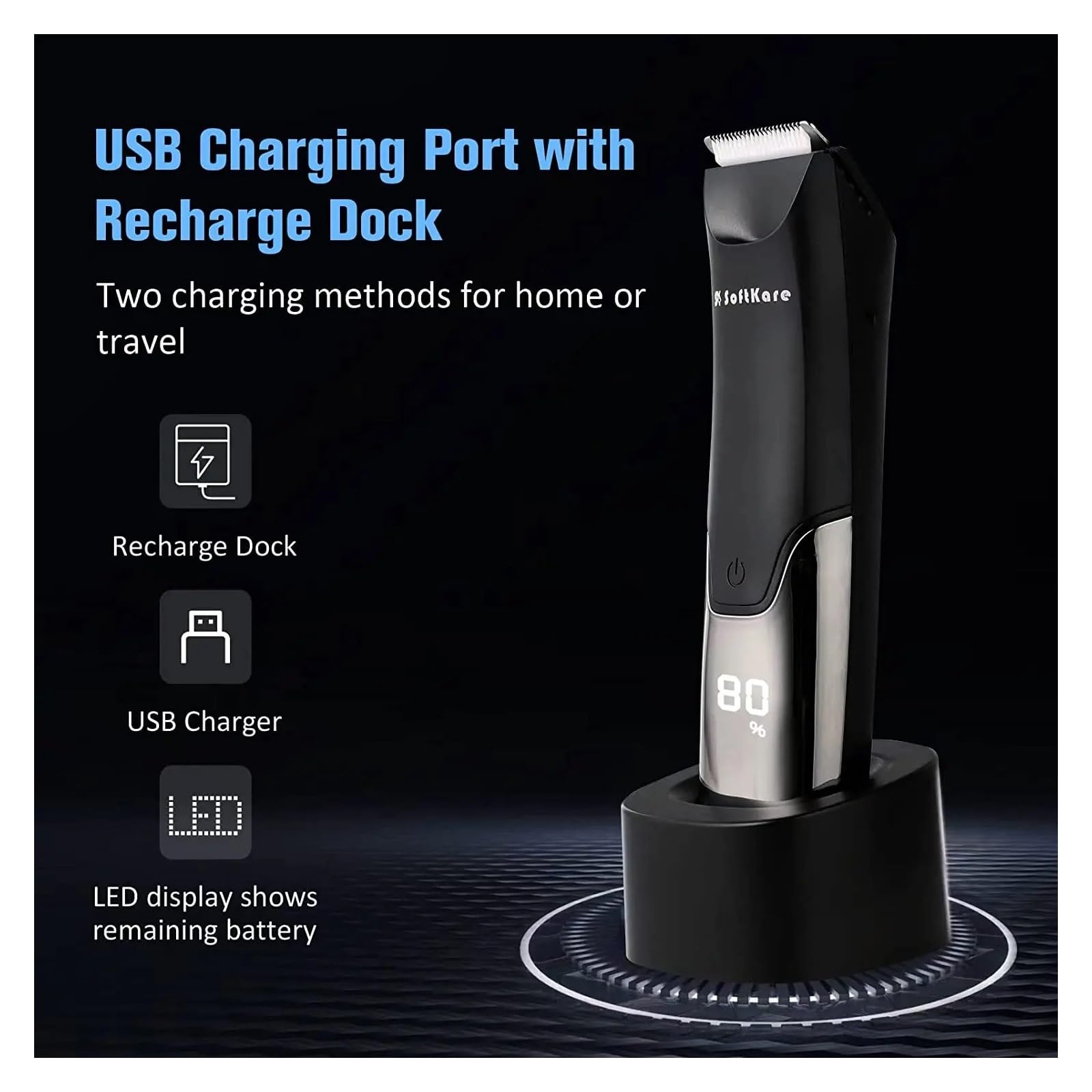 Premium Men's Groin & Pubic Hair Trimmer - Electric Body Grooming Clipper for Sensitive Areas, Bikini Line Shaver & Manscaping Razor - Perfect for Personal Grooming, Travel & Gym Use