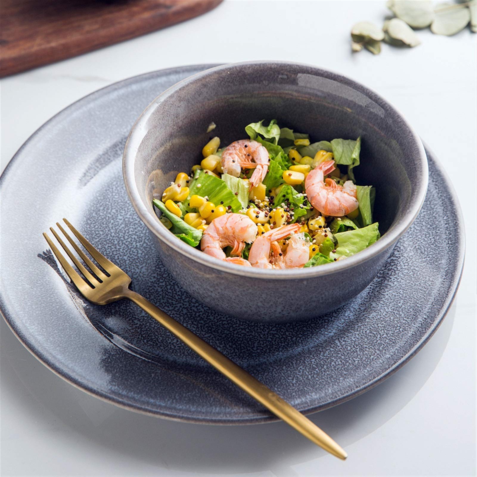 Nordic Ceramic Salad Bowls - Simple Pasta, Risotto & Soup Dishes - Milk Coffee Mug - Kitchen & Dining Essentials (Color: C) - Perfect for Salads, Pasta, Soup & Coffee Breaks