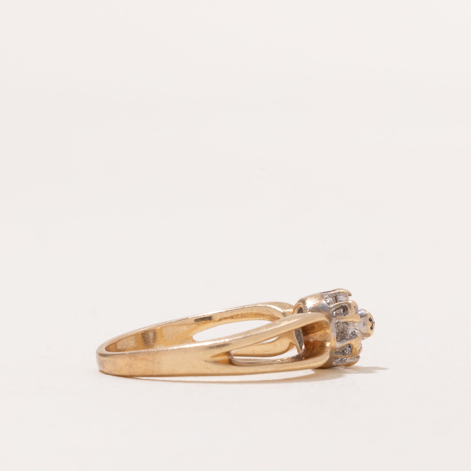 0.03ctw Diamond Cluster Open Shank Ring - Size 4 | Elegant Wedding Band, Anniversary Gift & Everyday Jewelry for Women