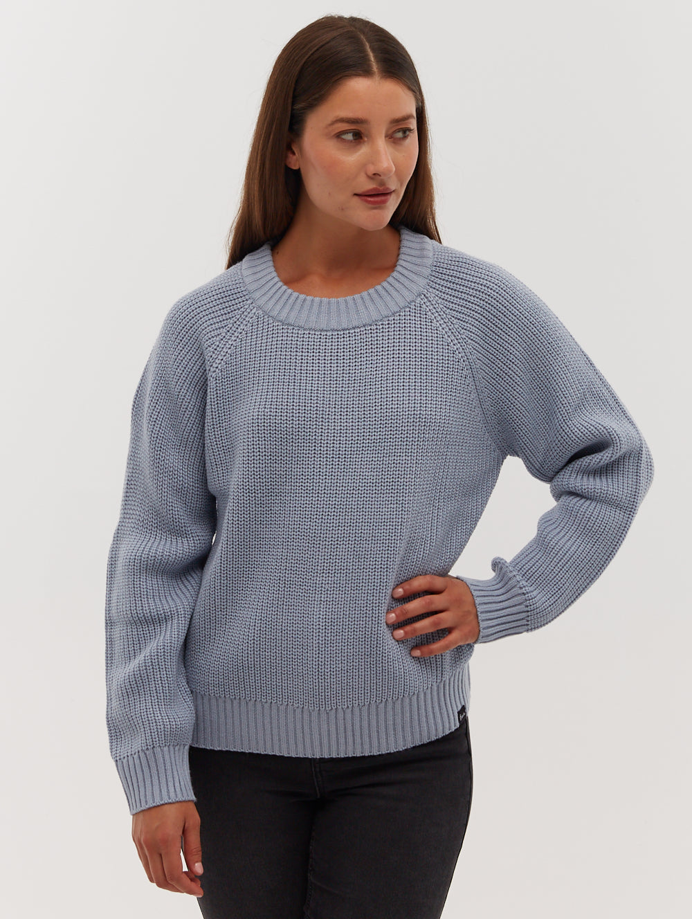 Georgiana Raglan Crew Neck Sweater for Women - Soft Cotton Knit Pullover Top for Casual Wear & Fall Outfits | Perfect for Work, Dates & Weekend Comfort