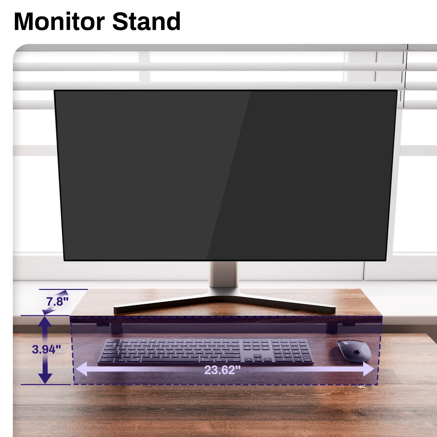 Reversible L-Shaped Desk with Monitor Stand - 58x47 Inch Corner Computer Desk, Study Writing Table with Storage Shelves for Home Office - Rustic Brown/Black - Perfect for Small Spaces & Gaming Setups