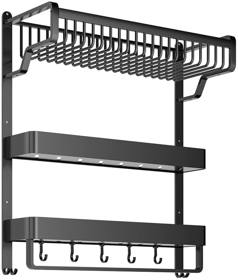 MUSUMI Bathroom Shelf - No Hole Mesh Basket for Towels & Toiletries, 47cm Black - Perfect for Bathroom Vanity, Shower Organization & Small Space Storage