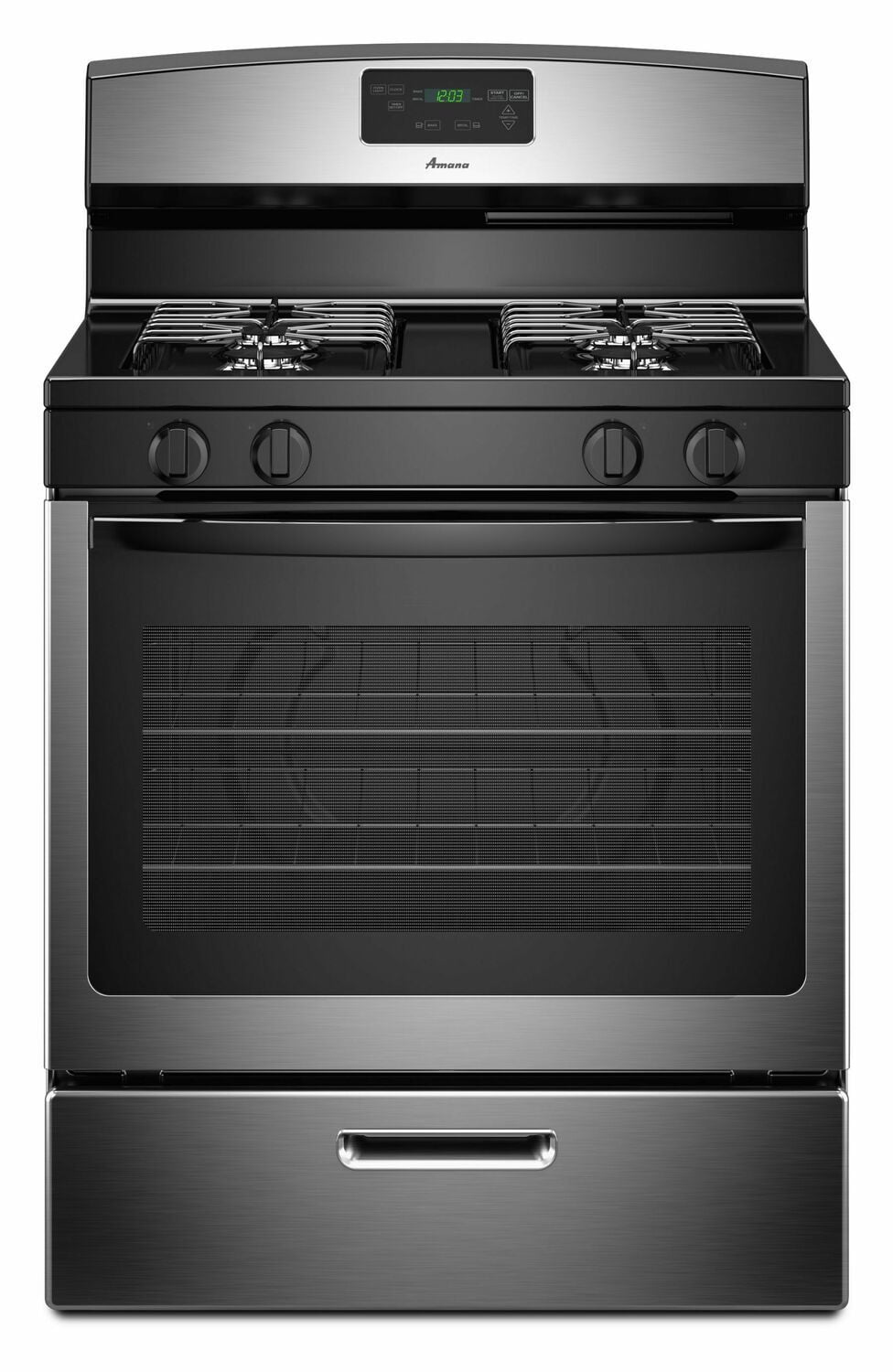 Amana AGR5330BAS 30 Inch Stainless Steel Gas Range with Easy-Touch Electronic Controls - Perfect for Home Kitchens & Professional Cooking