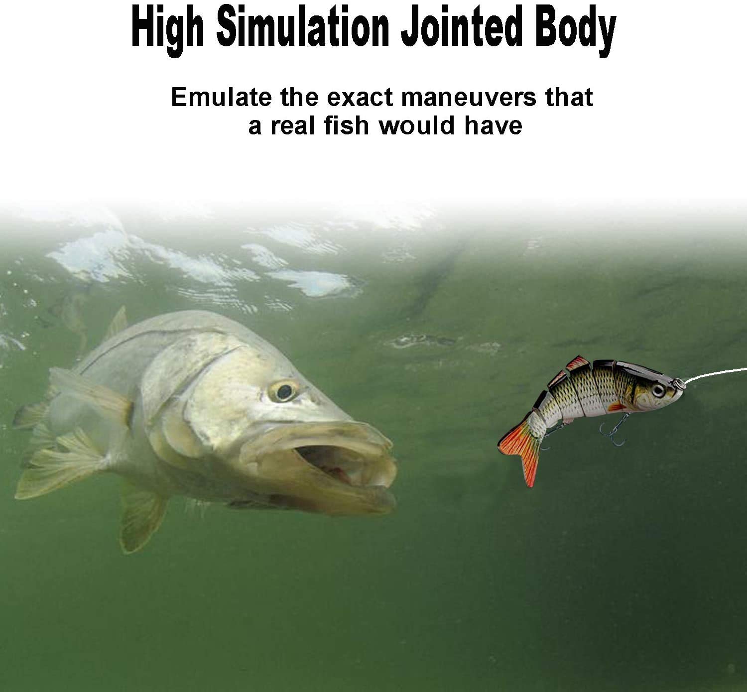 Al Fishing Lure 6 Segment Swimbait Crankbait - 18g 10cm Slow Sinking Hard Bait with 6# Hook - Perfect for Bass, Trout & Freshwater Fishing
