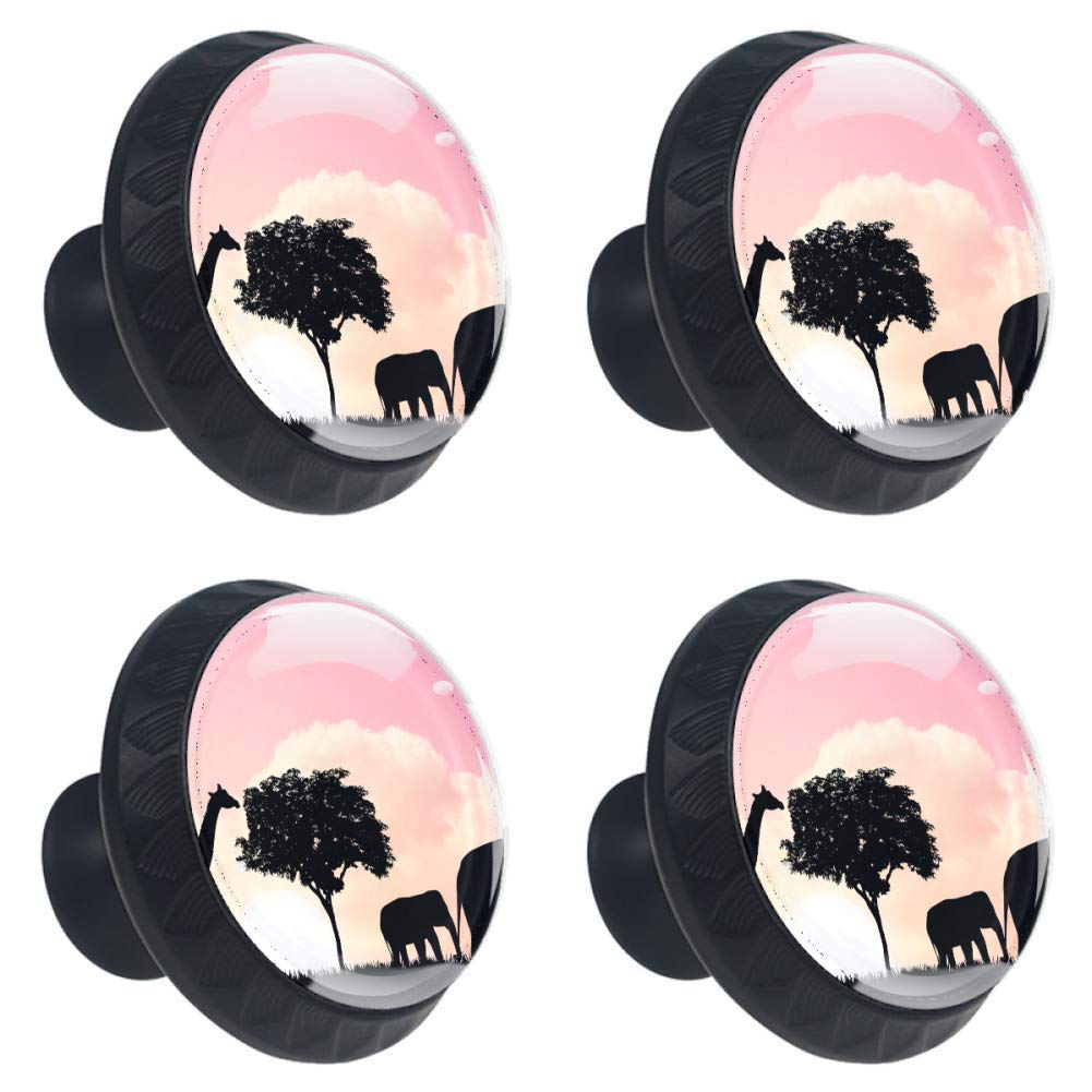 Giraffe Elephant Drawer Knobs 4pcs - Cabinet Pulls for Kitchen Wardrobe Dresser