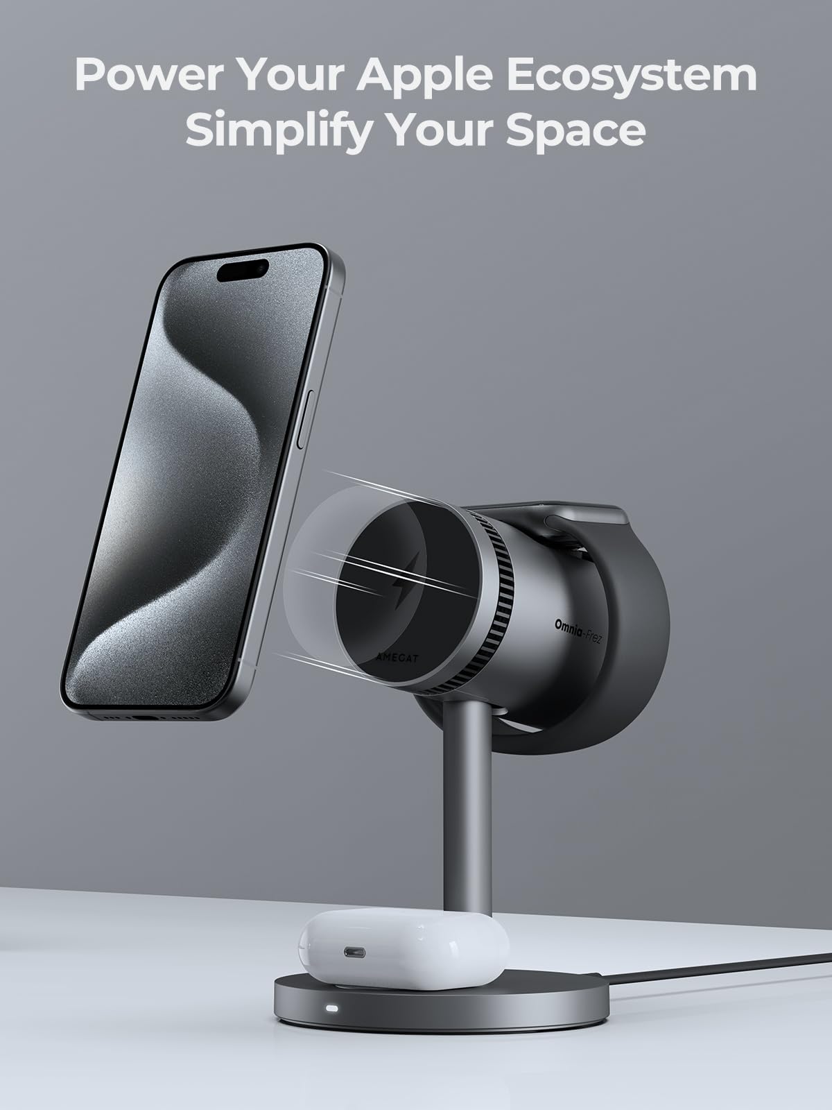 3 in 1 Magnetic Wireless Charging Station - 15W Fast Qi2 Certified Charger with Phone Cooler & 45W PD Adapter - Compatible with iPhone 16/15/14/13/12, Apple Watch & AirPods - Perfect for Home, Office & Travel Charging Needs