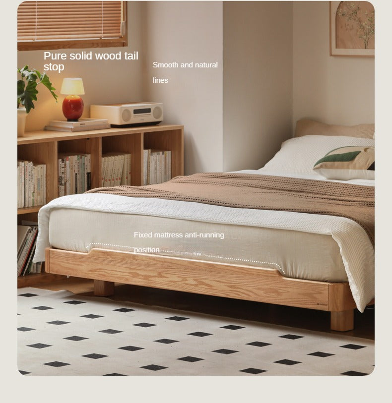 Modern Solid Wood Platform Bed - Oak & Beech Frame, Floating Design with Optional Headboard & LED Lighting - Perfect for Contemporary Bedrooms & Minimalist Home Decor