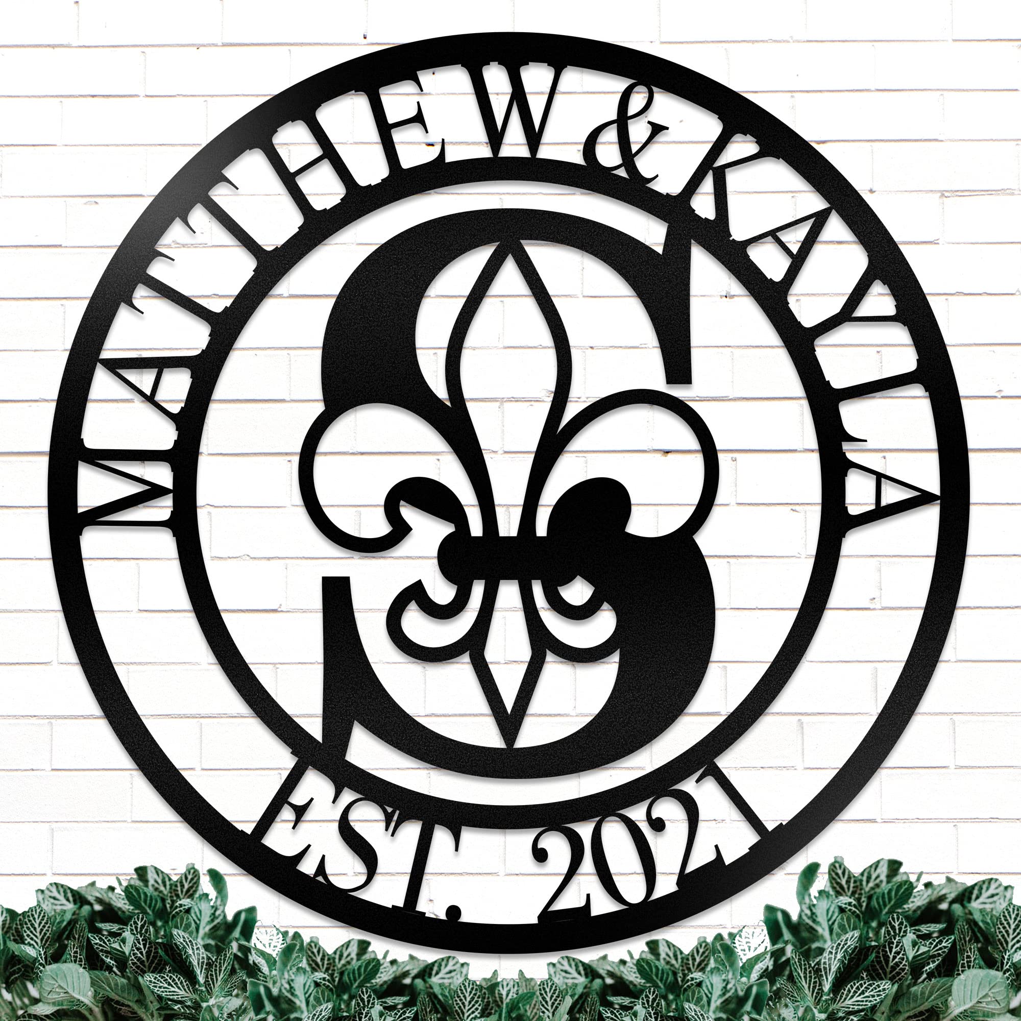 Personalized Custom Metal Wall Art Sign - Family Name Monogram, Outdoor Wall Decor for Home & Garden - Perfect Wedding Gifts, Anniversary Gifts & Housewarming Decor - Ideal for Living Room, Bedroom, Patio & Office Decorations