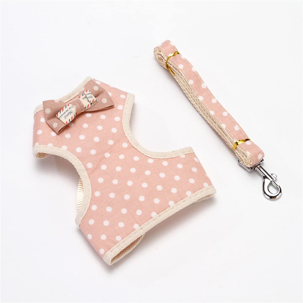 KGEZW Adjustable Dog Harness and Leash Set with Cute Bow - Soft Padded Vest for Small Dogs, Pugs, and Puppies - Perfect for Training, Walking, and Outdoor Adventures
