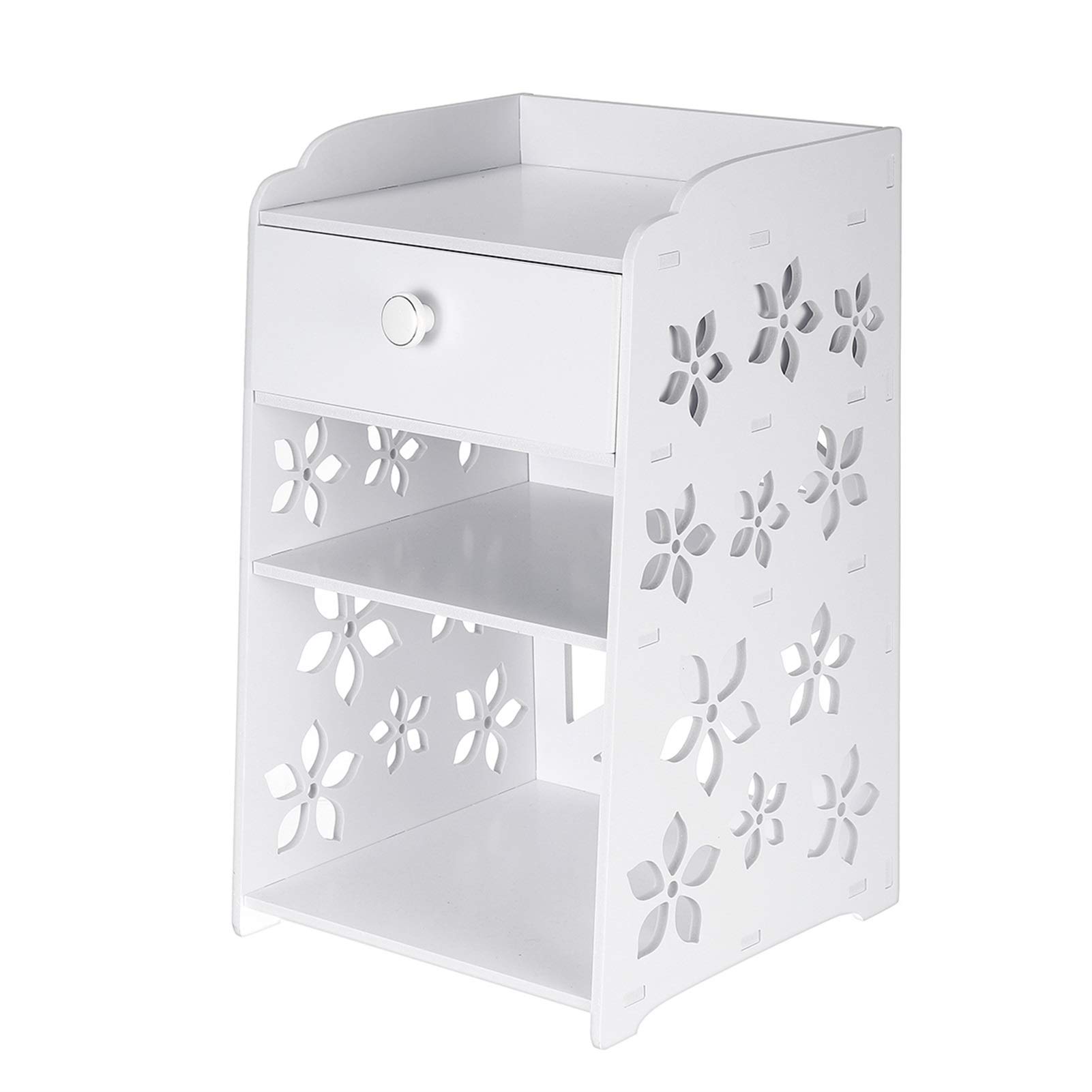 Modern White Nightstand with Storage - Small Bedside Table for Bedroom, Living Room & Office - Compact Nightstand Cabinet with Organizer - Perfect for Books, Lamps & Bedroom Essentials (Color: A)