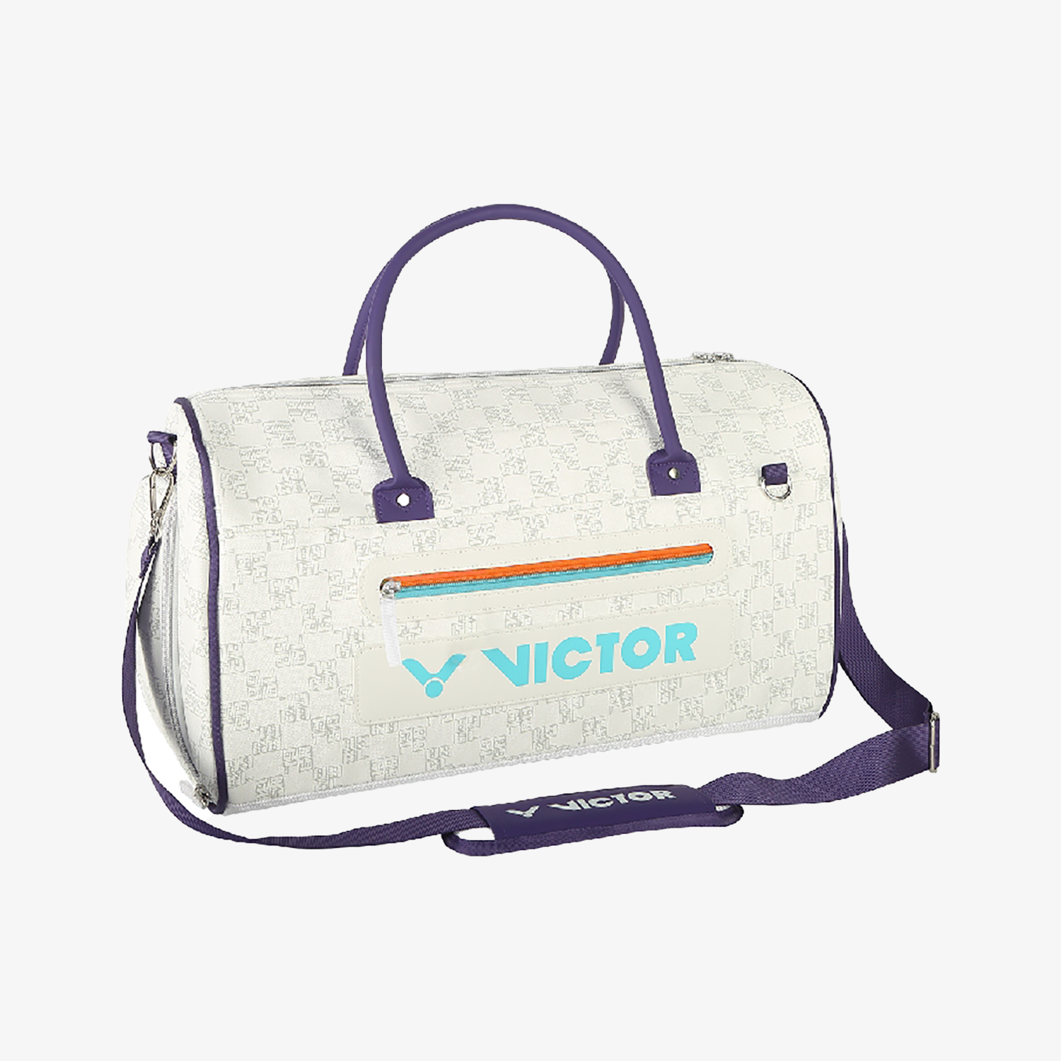 Victor BG5520 AJ Travel Bag - Lightweight Duffle for Gym, Sports & Weekend Trips (Bright White/Medium Purple) - Perfect for Basketball, Volleyball & Travel Accessories