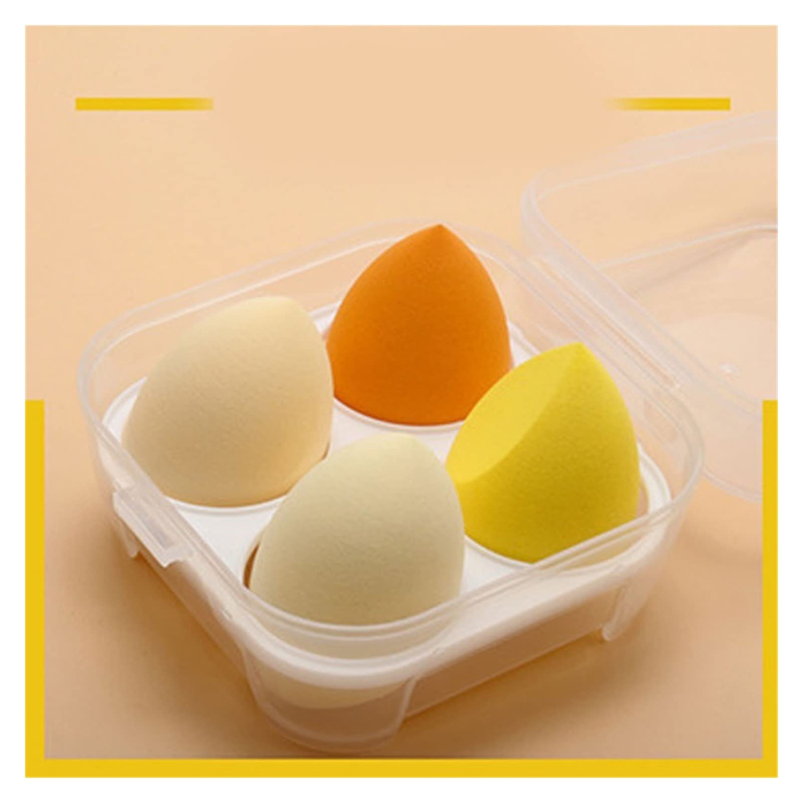 **HuaShslt 4-Piece Makeup Blender Sponge Set with Storage Box - Soft Cosmetic Puff for Foundation, Powder & Liquid Makeup - Beauty Tools for Women (Color: 06) - Perfect for Everyday Makeup & Travel**
