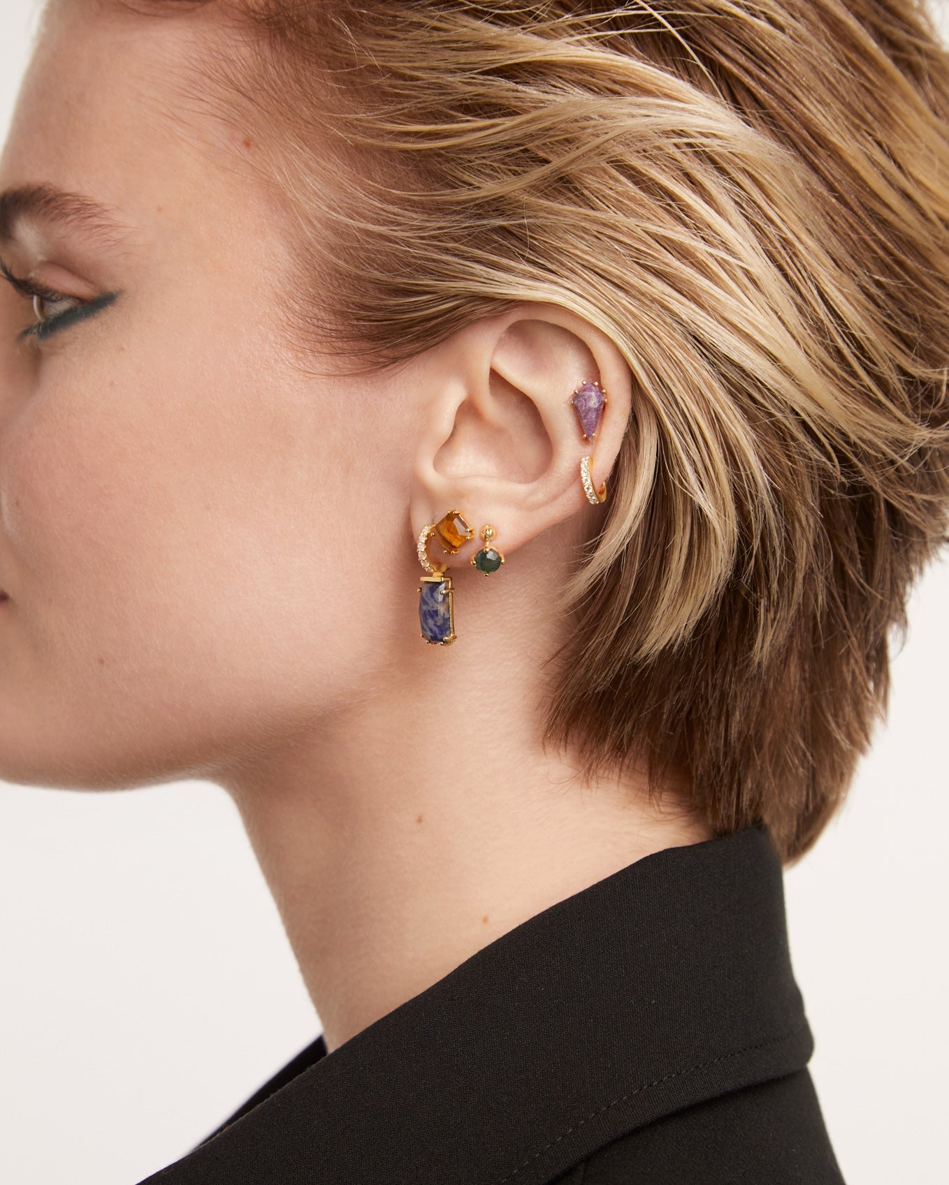 GRID Kimi Moss Agate Single Earring - Natural Stone Dangle Earring for Women - Perfect for Boho Style, Everyday Wear & Special Occasions
