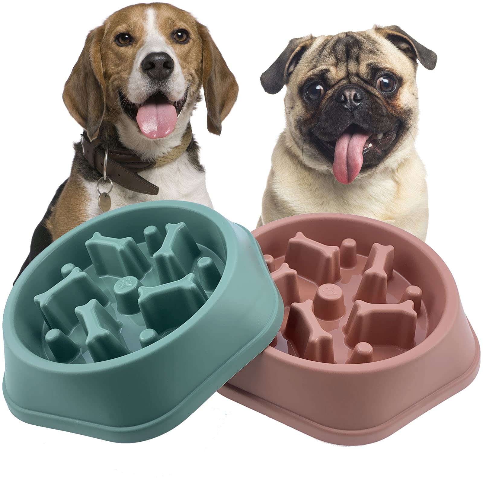 CAISHOW Slow Feeder Dog Bowl - Anti-Gulping Pet Food Dish for Small & Medium Dogs - Interactive Bloat Stop Design for Healthy Eating - Non-Slip Base for Mess-Free Meals - Perfect for Fast Eaters & Digestive Health - Great for Mealtime Enrichment & Portion Control