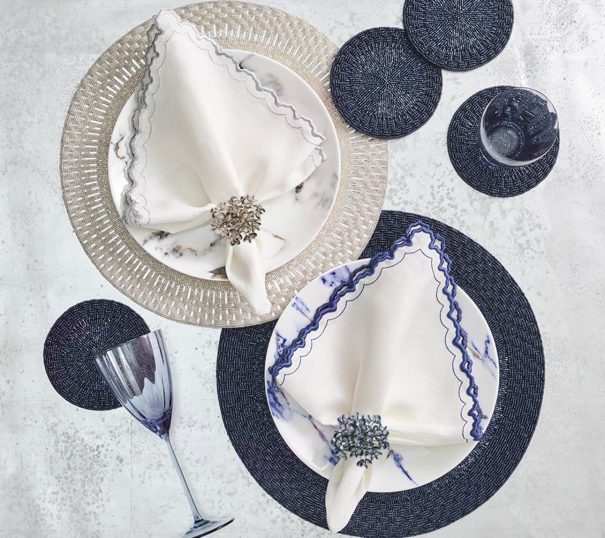 Elegant Aster Floral Napkin Rings Set of 4 - Perfect for Wedding, Dinner Party & Holiday Table Decor