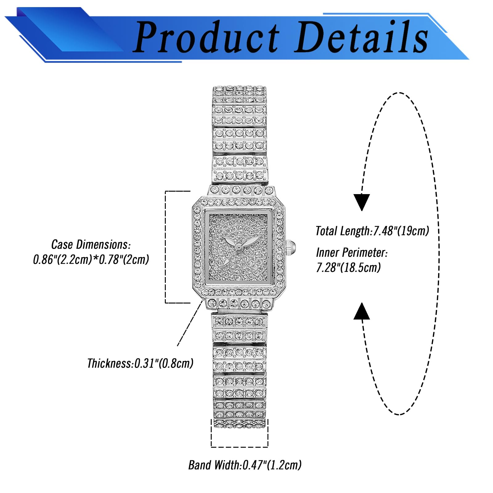 Iced-Out Square Analog Quartz Watch for Women - Diamond Accent Stylish Wristwatch for Casual & Business Wear | Perfect for Office, Parties & Special Occasions