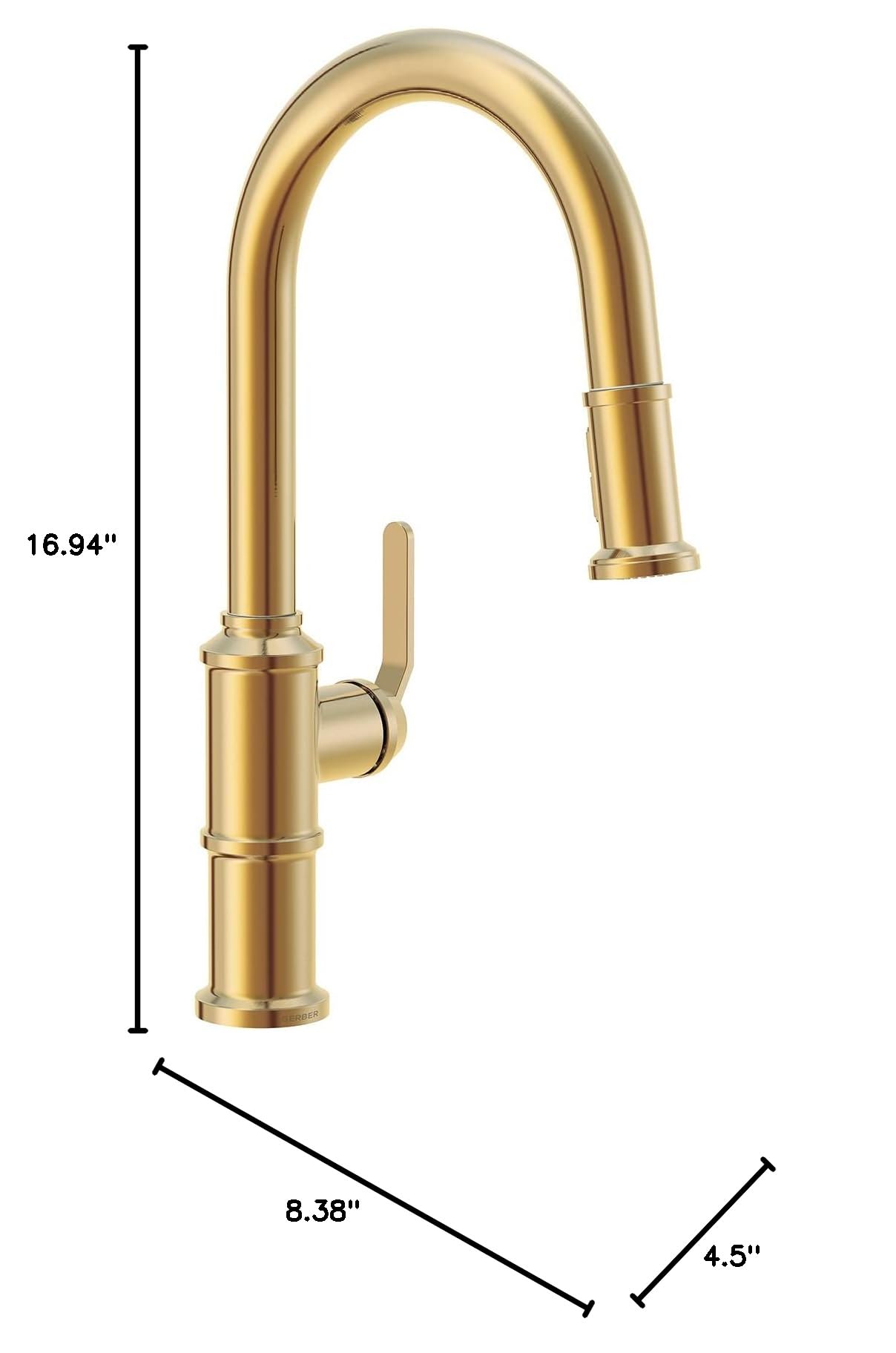 Gerber Kinzie Single Handle Pull-Down Kitchen Faucet in Brushed Bronze (Model D454437BB) - Perfect for Modern Farmhouse & Rustic Style Kitchens