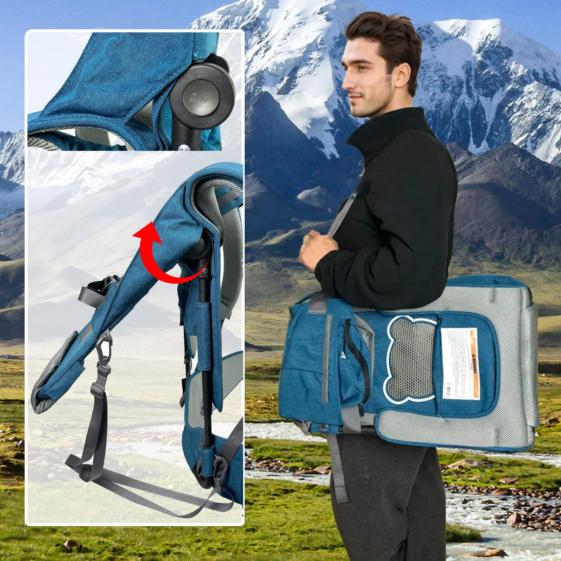 WIPHA Lightweight Hiking Backpack Carrier for Toddlers 6 Months to 4 Years - Adjustable Shoulder Carrier with Sun Shade & Comfortable Saddle Design - Perfect for Outdoor Adventures, Hiking, Traveling and Babywearing