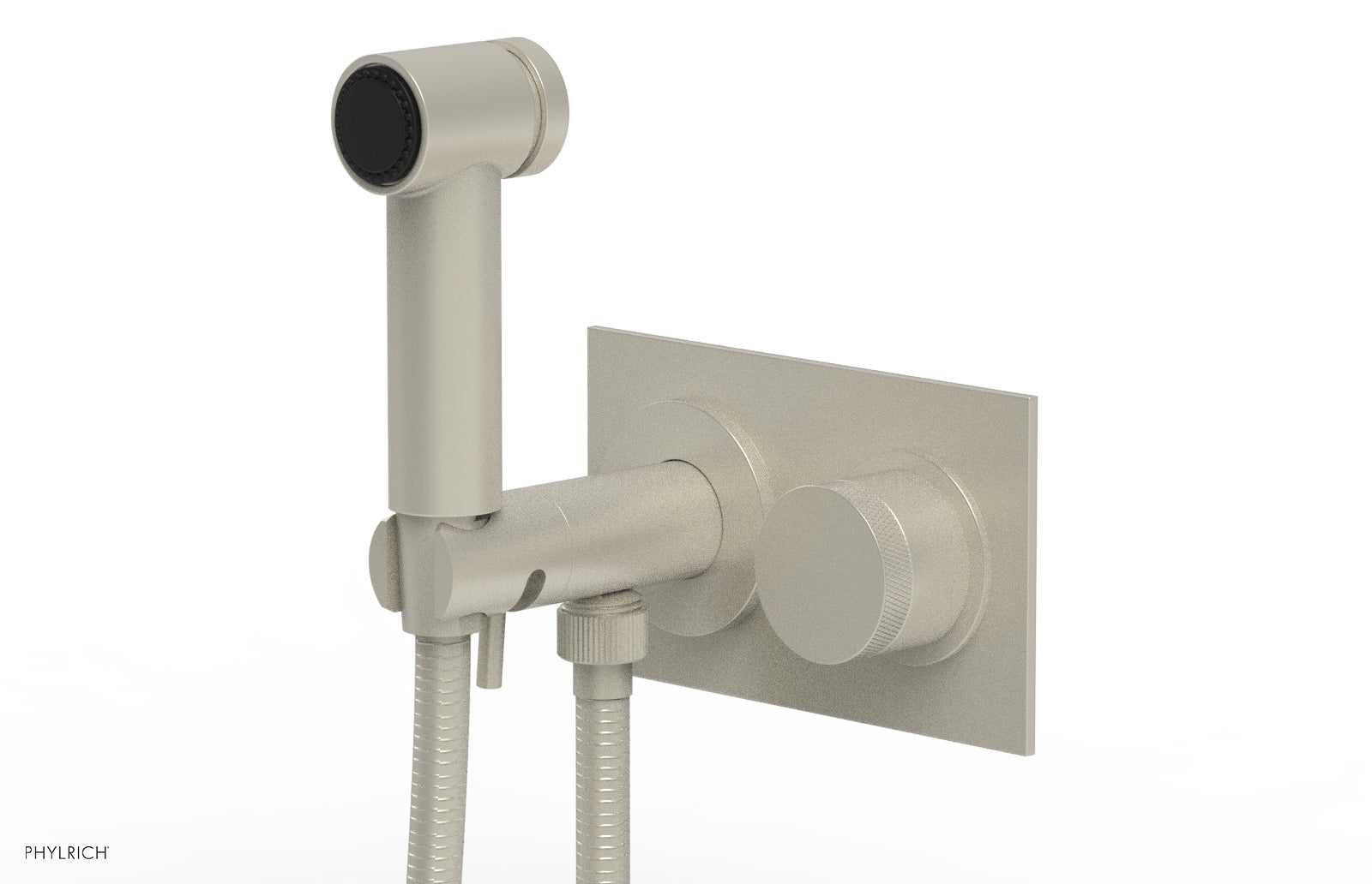 BASIC II Wall Mounted Bidet with Knurled Handle - 230mm Spray Head, 65mm Mounting Centers - Perfect for Bathroom Hygiene & Comfort