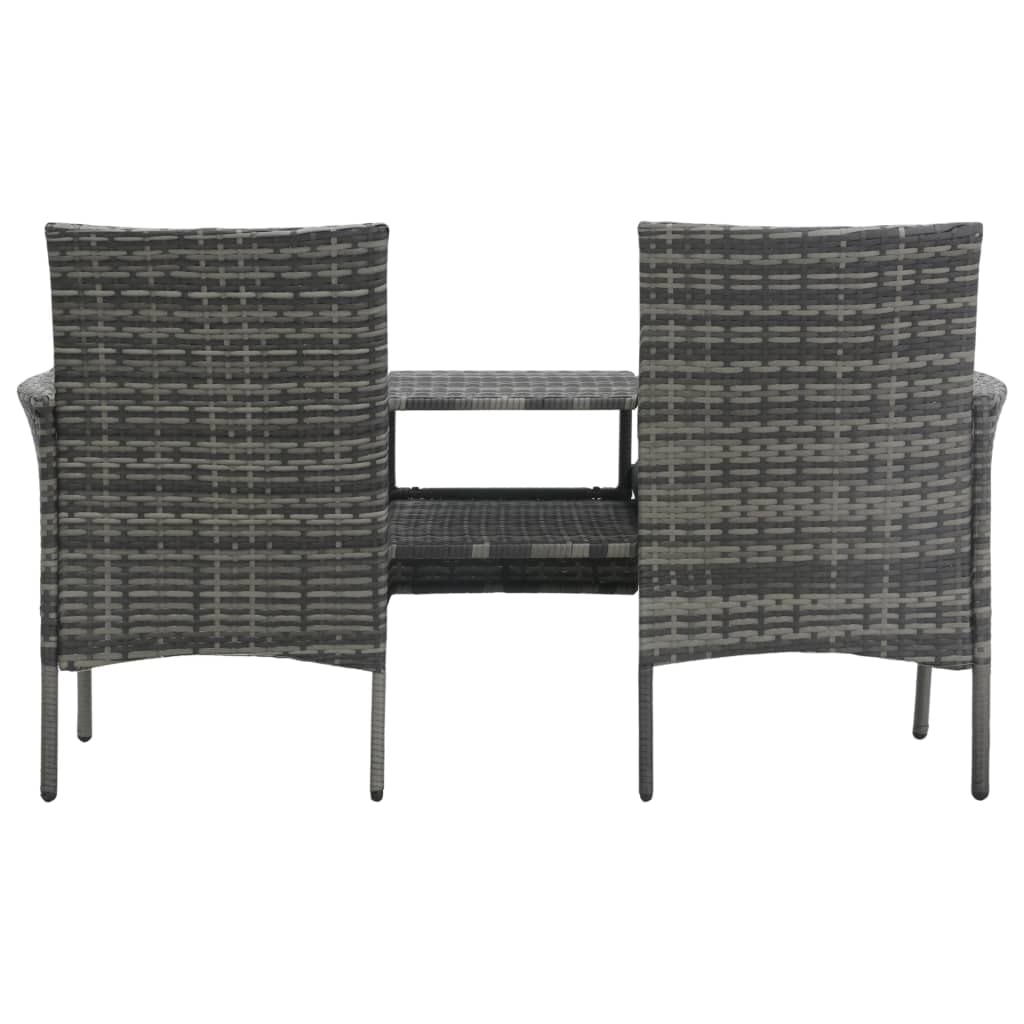 vidaXL 2-Seater Outdoor Patio Sofa Set with Cushions & Coffee Table - Durable Poly Rattan Garden Furniture in Anthracite - Perfect for Backyard, Balcony or Poolside Relaxation