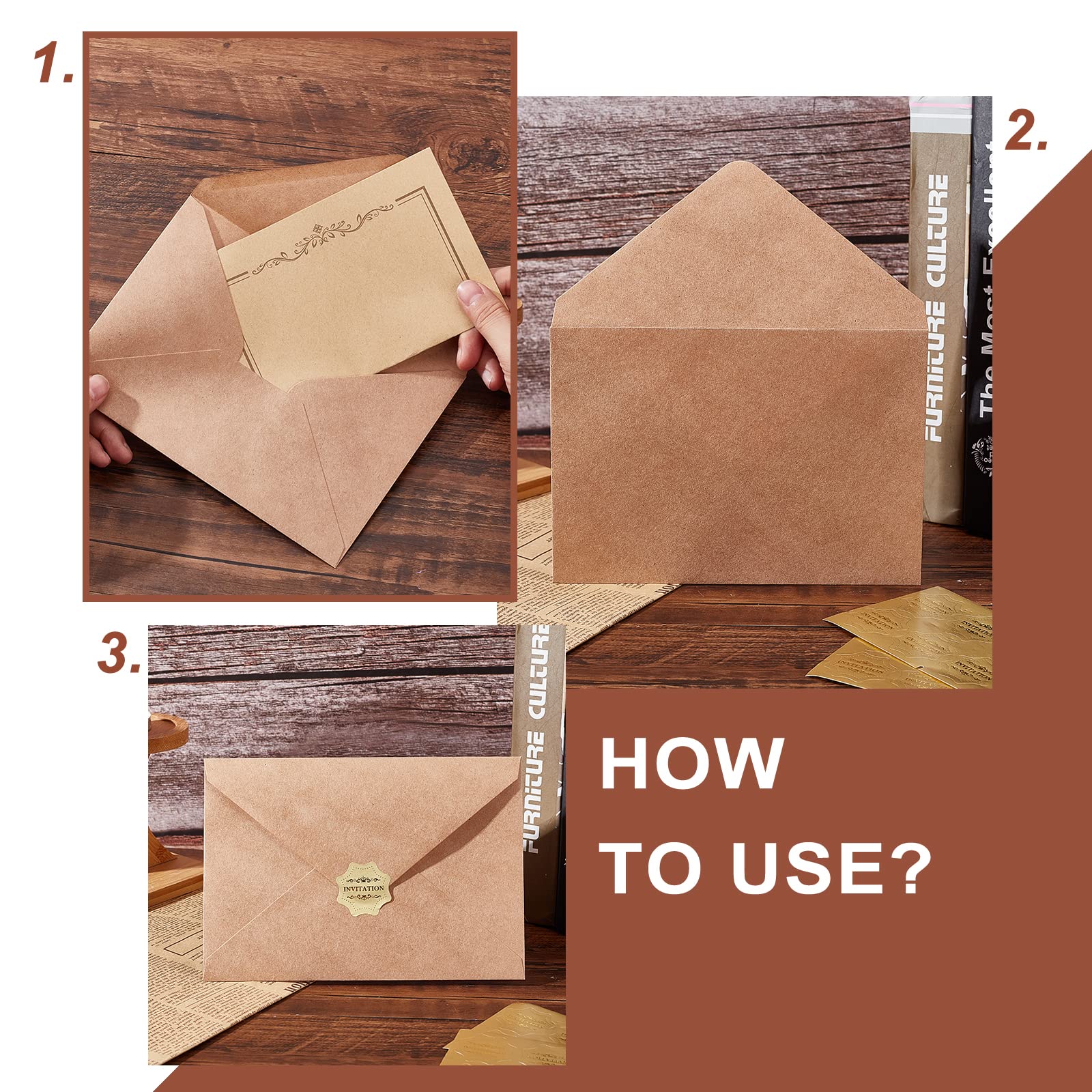 CARSPIRE 90pcs Vintage Paper & Envelopes Set for Wedding Invitations & Greeting Cards