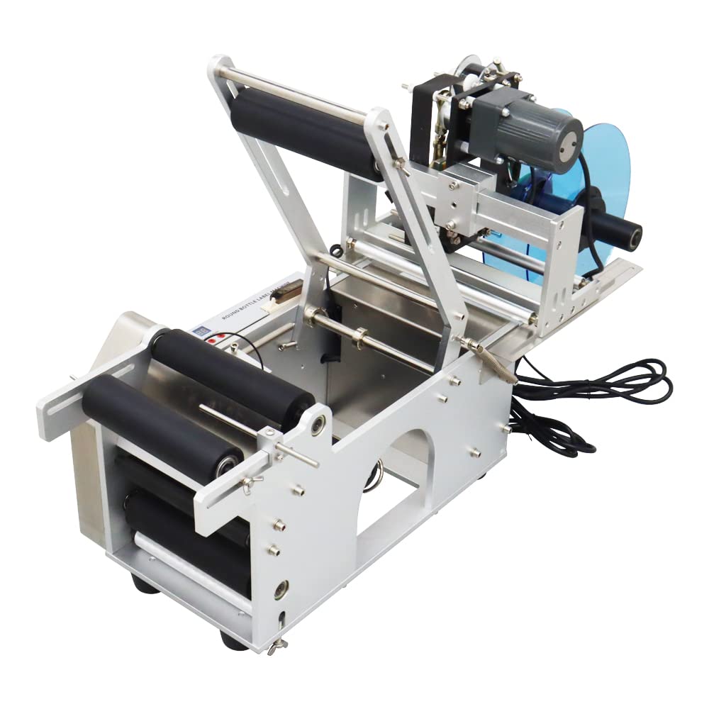 Semi-Automatic Round Bottle Labeling Machine with Color Ribbon - Perfect for Coding, Printing & Labeling in Home, Office & Small Business